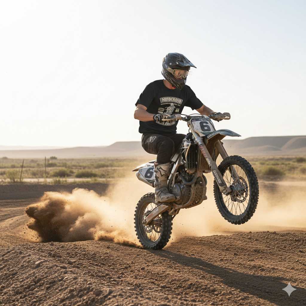 “Motocross Airborne” Dirt Track Action Tee Dirt Bike Jump Shirt – Desert Track Vibes