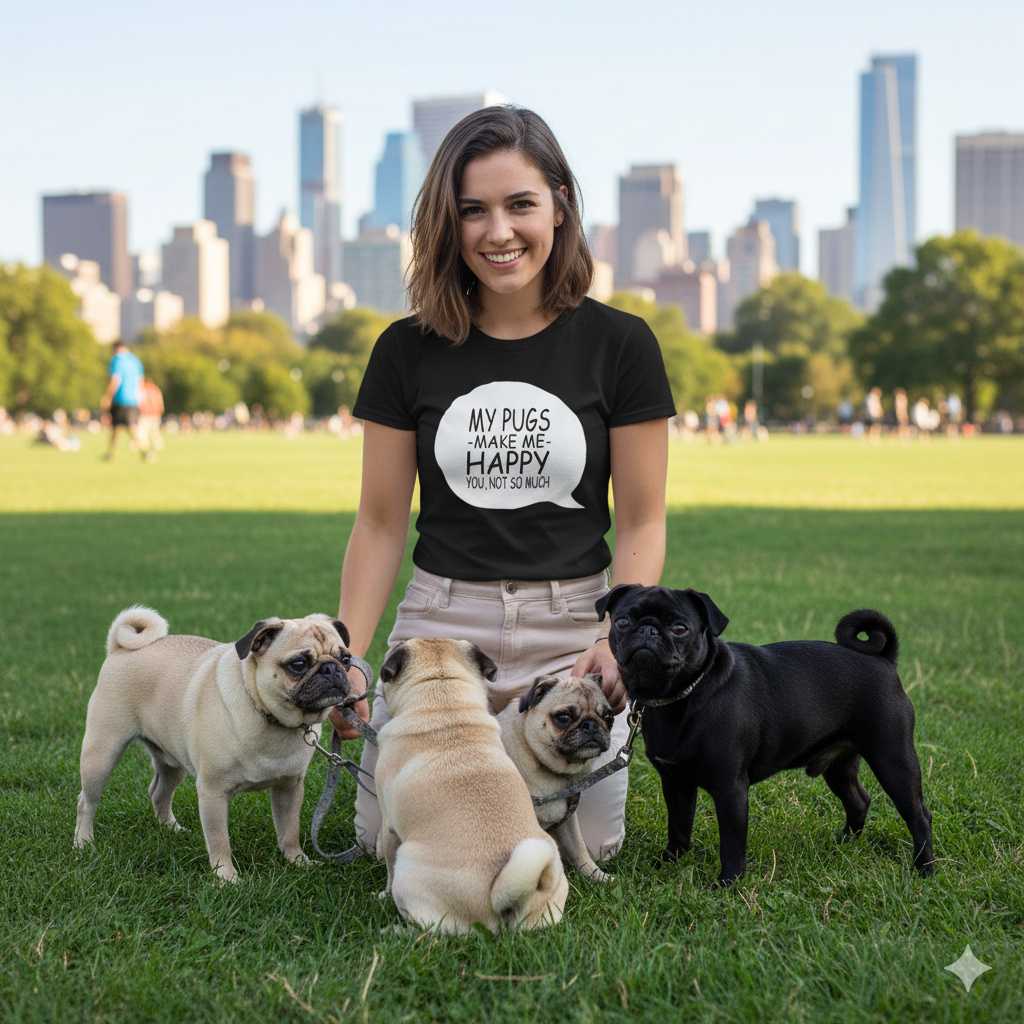 MyPugsMakeMeHappyYouNotSoMuchFunnyQuoteT-Shirt “My Pugs Make Me Happy – You, Not So Much” Funny Quote T-Shirt