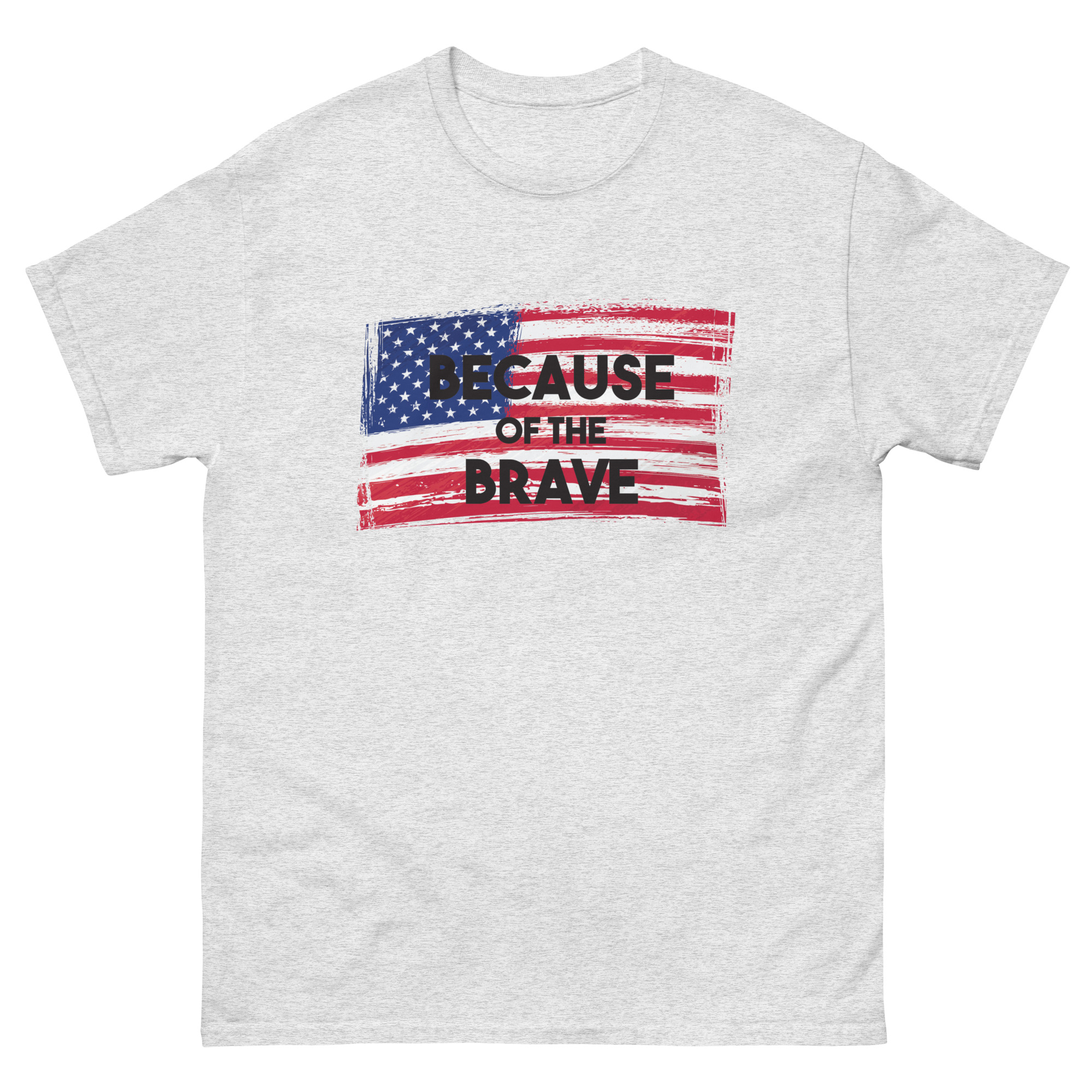 Patriotic Memorial Day t-shirt with U.S. flag brush stroke
