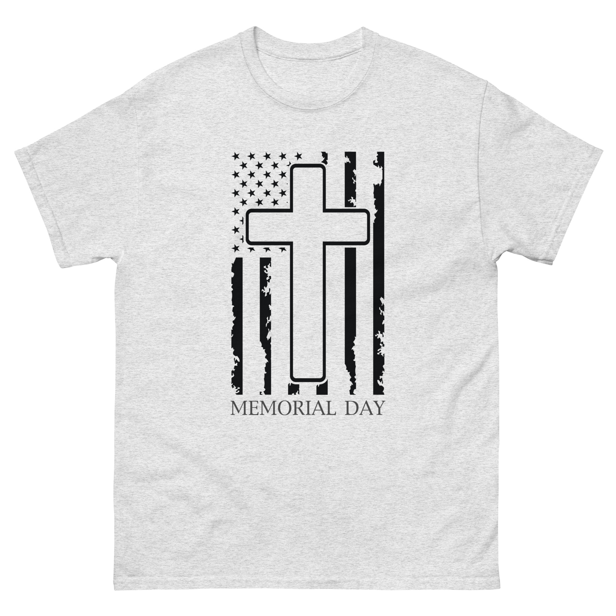 Memorial Day t-shirt with outlined cross and grunge flag