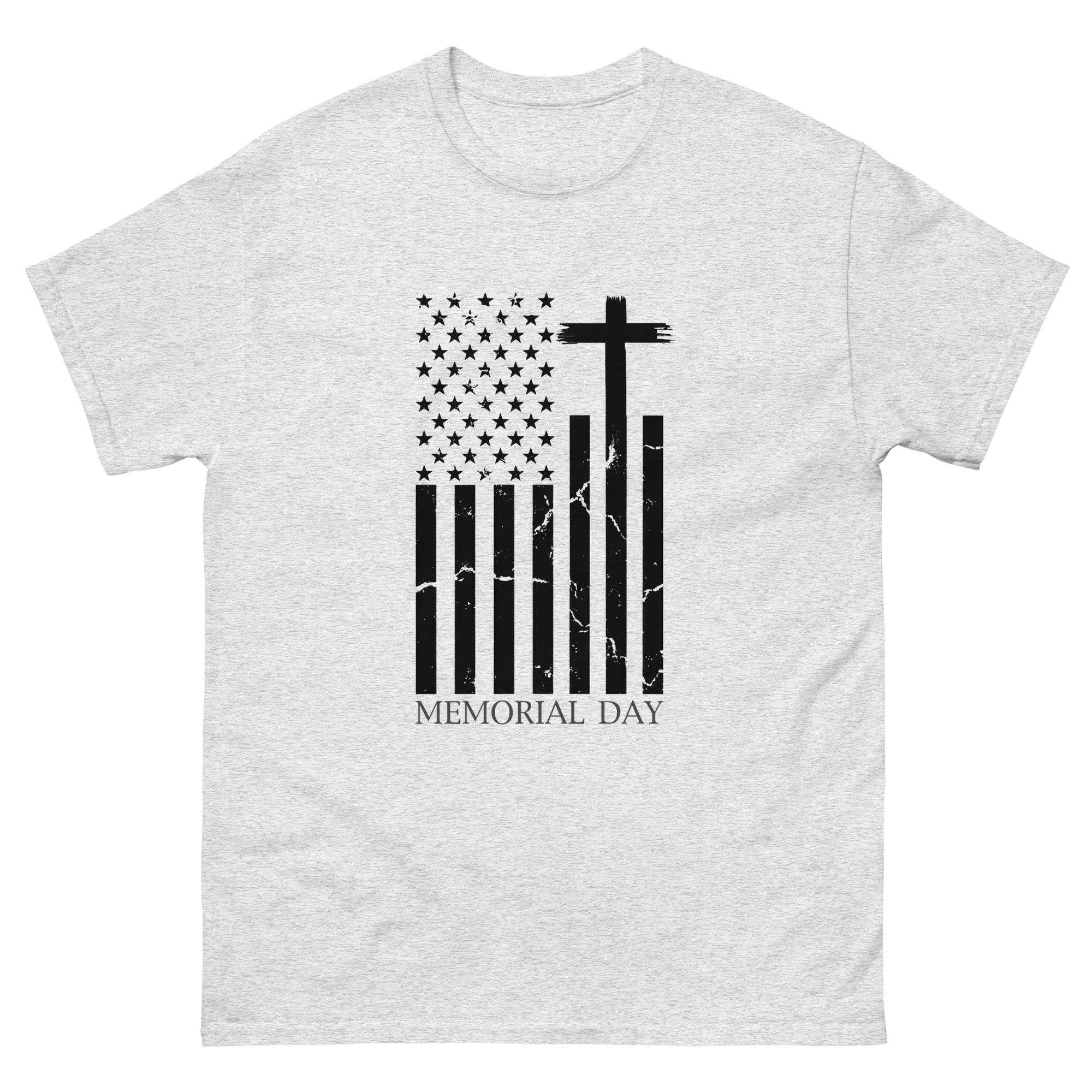 Memorial Day t-shirt with black flag and cross design