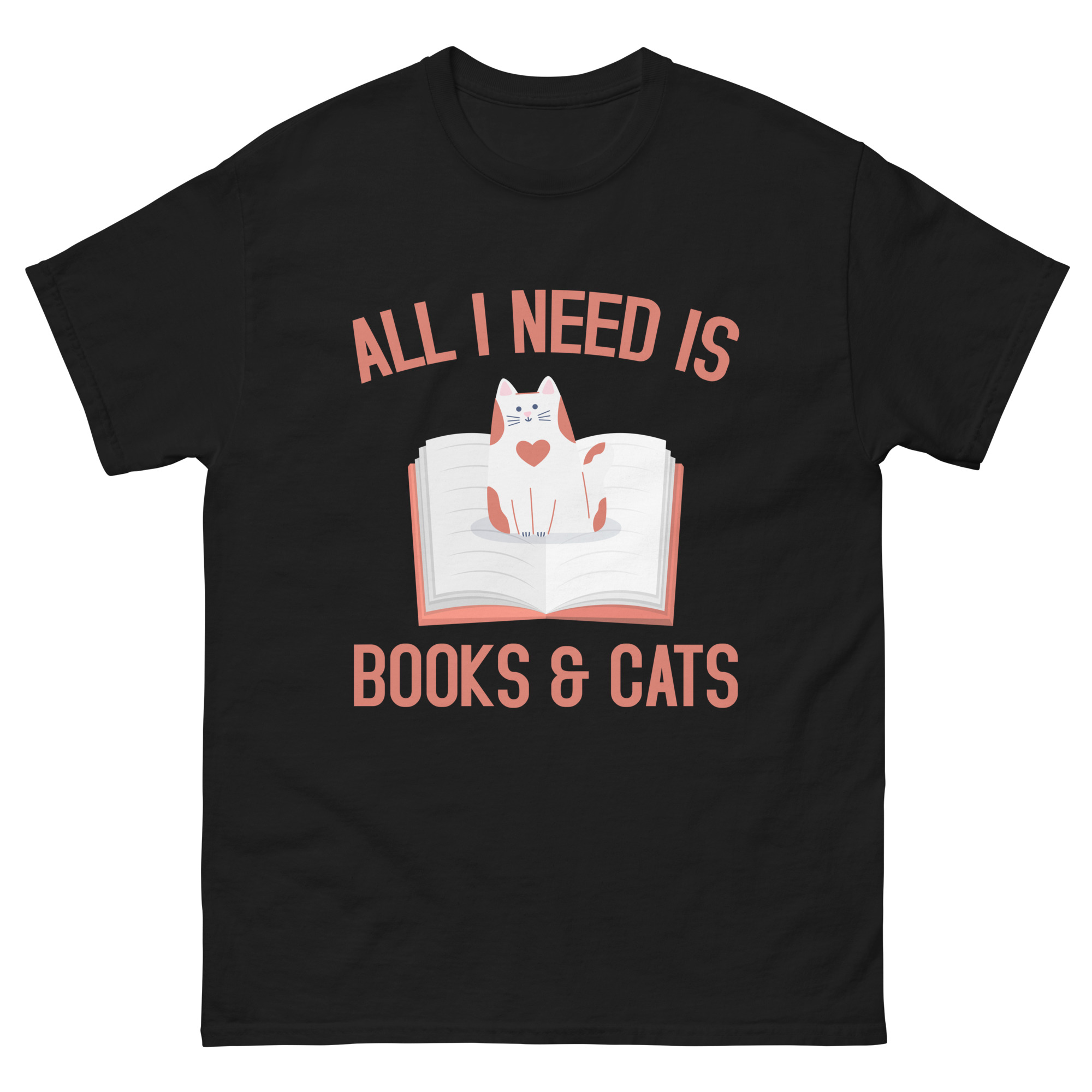 books and cats t-shirt for readers