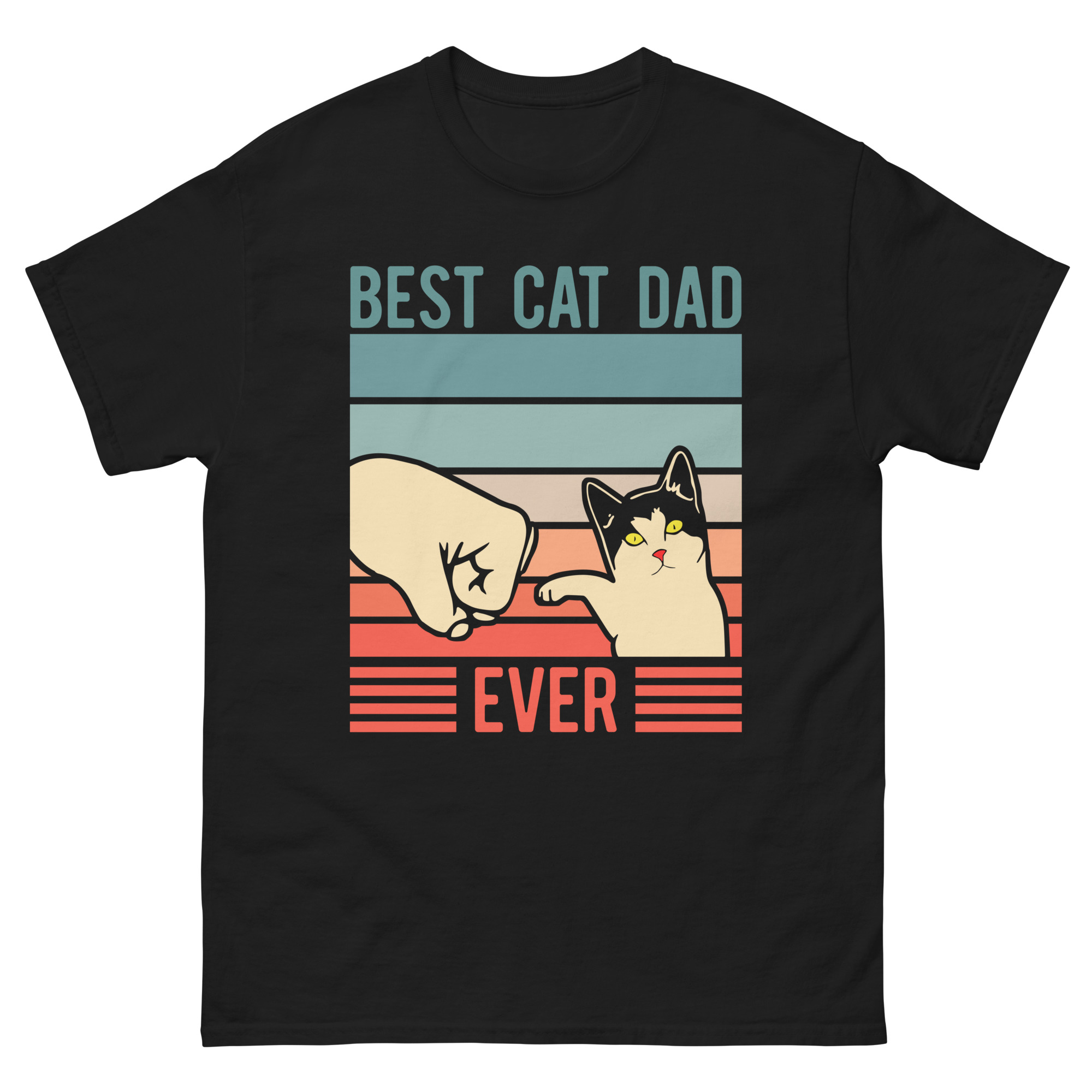 best cat dad ever t-shirt with retro stripes