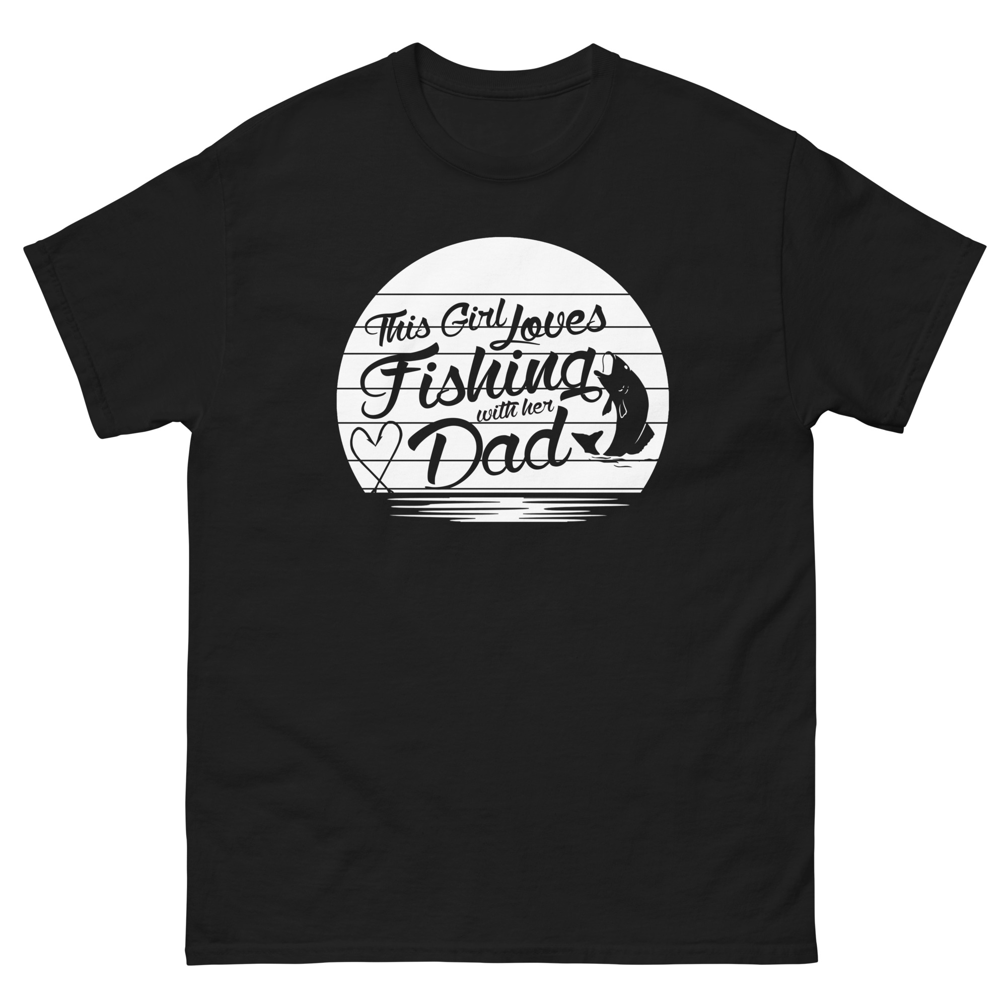 girl fishing with dad t-shirt