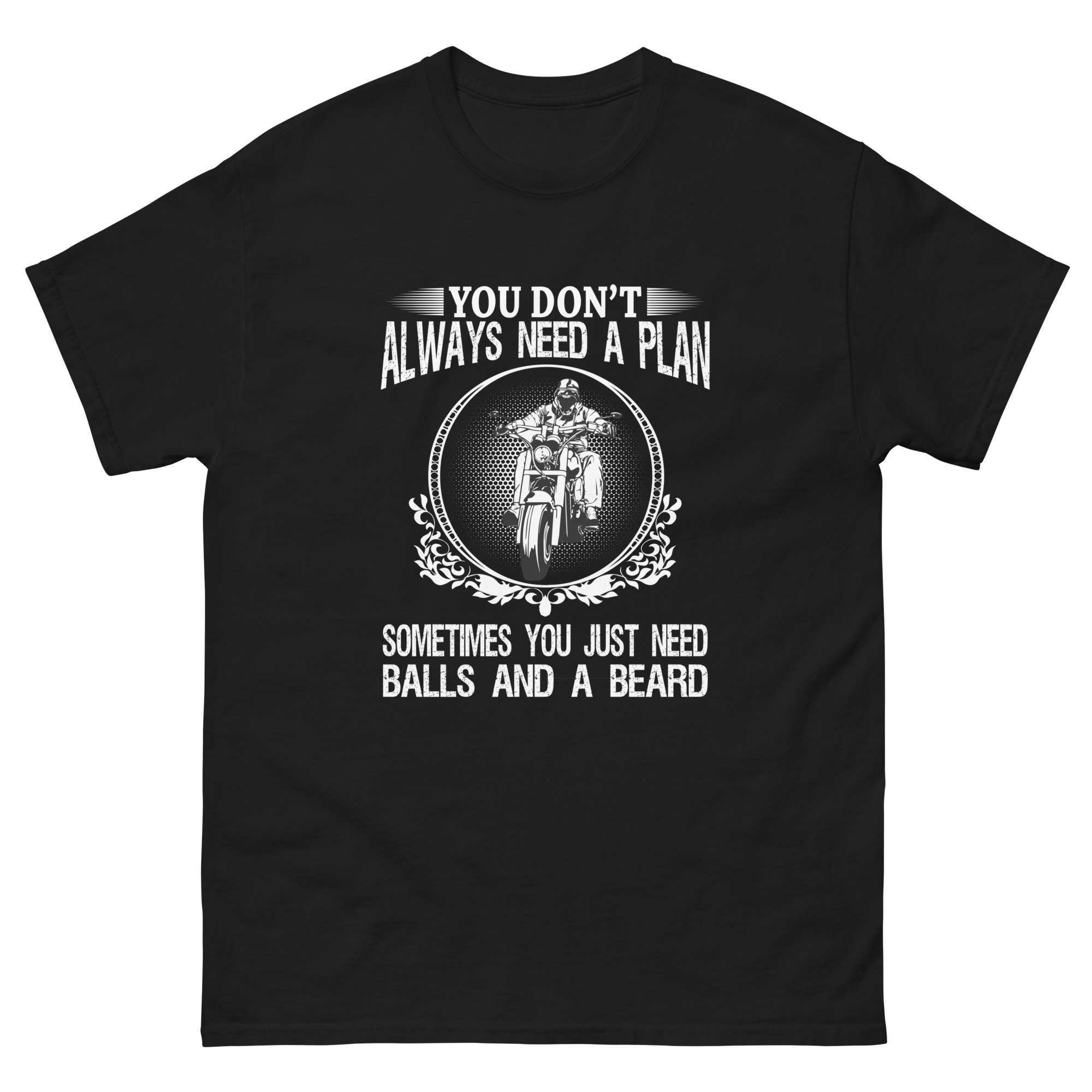 funny biker t shirt balls and a beard motorcycle quote