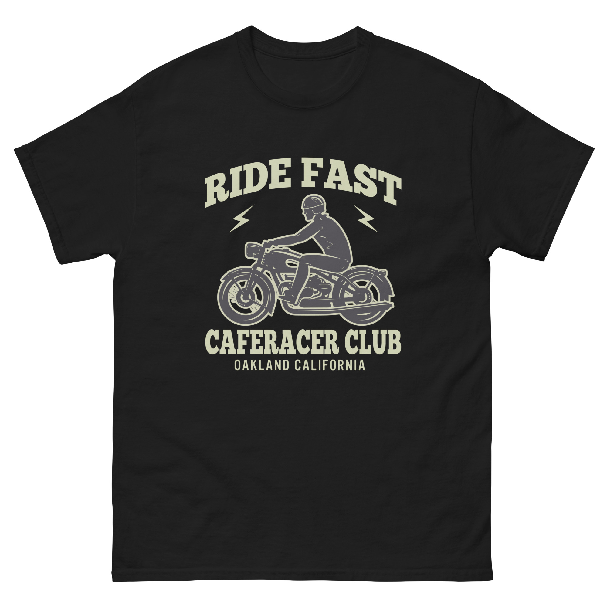 ride fast caferacer club oakland california motorcycle t shirt