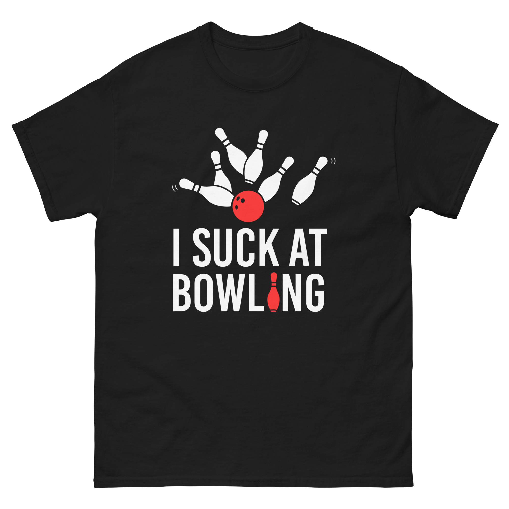 "i suck at bowling shirt with funny pins