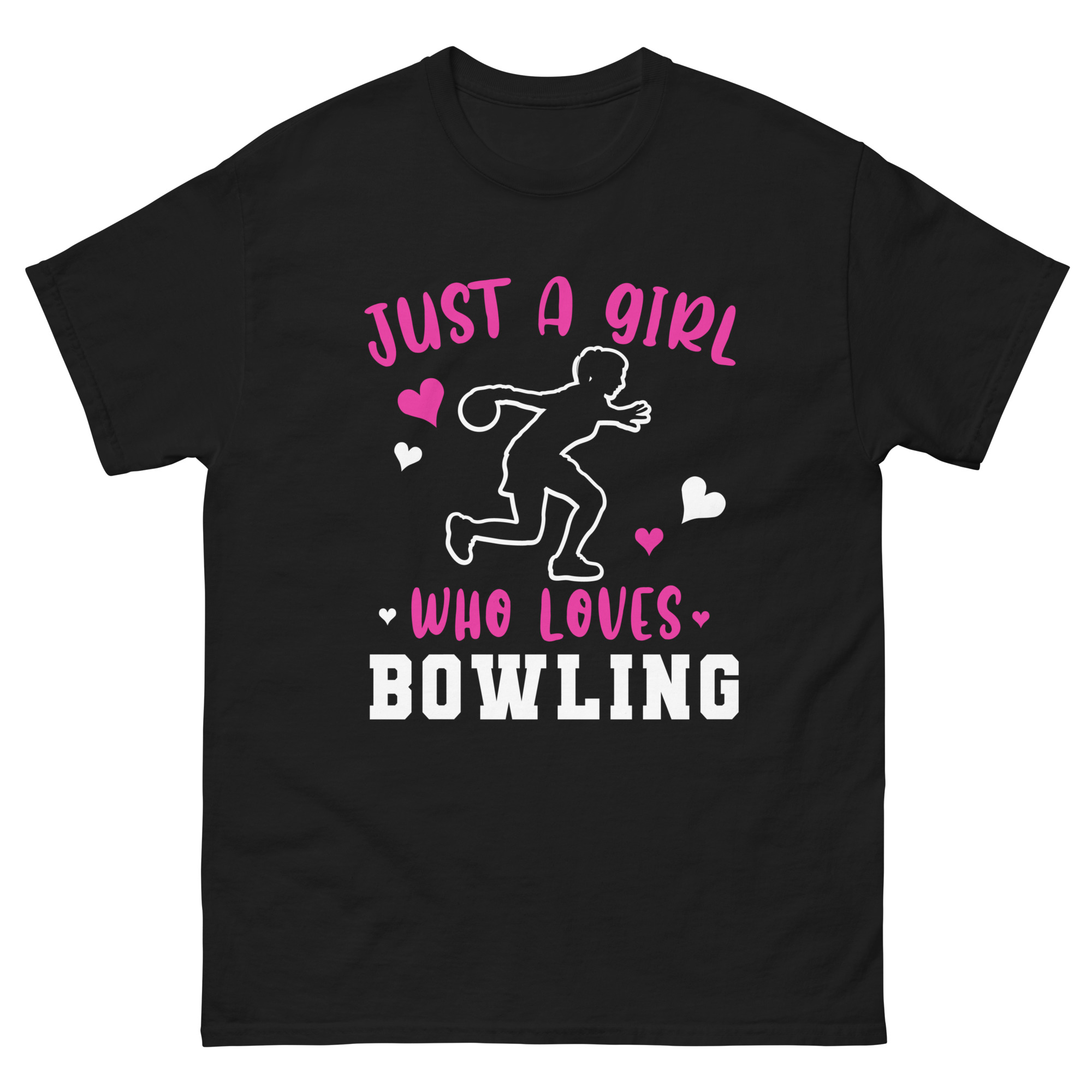 just a girl who loves bowling pink tee