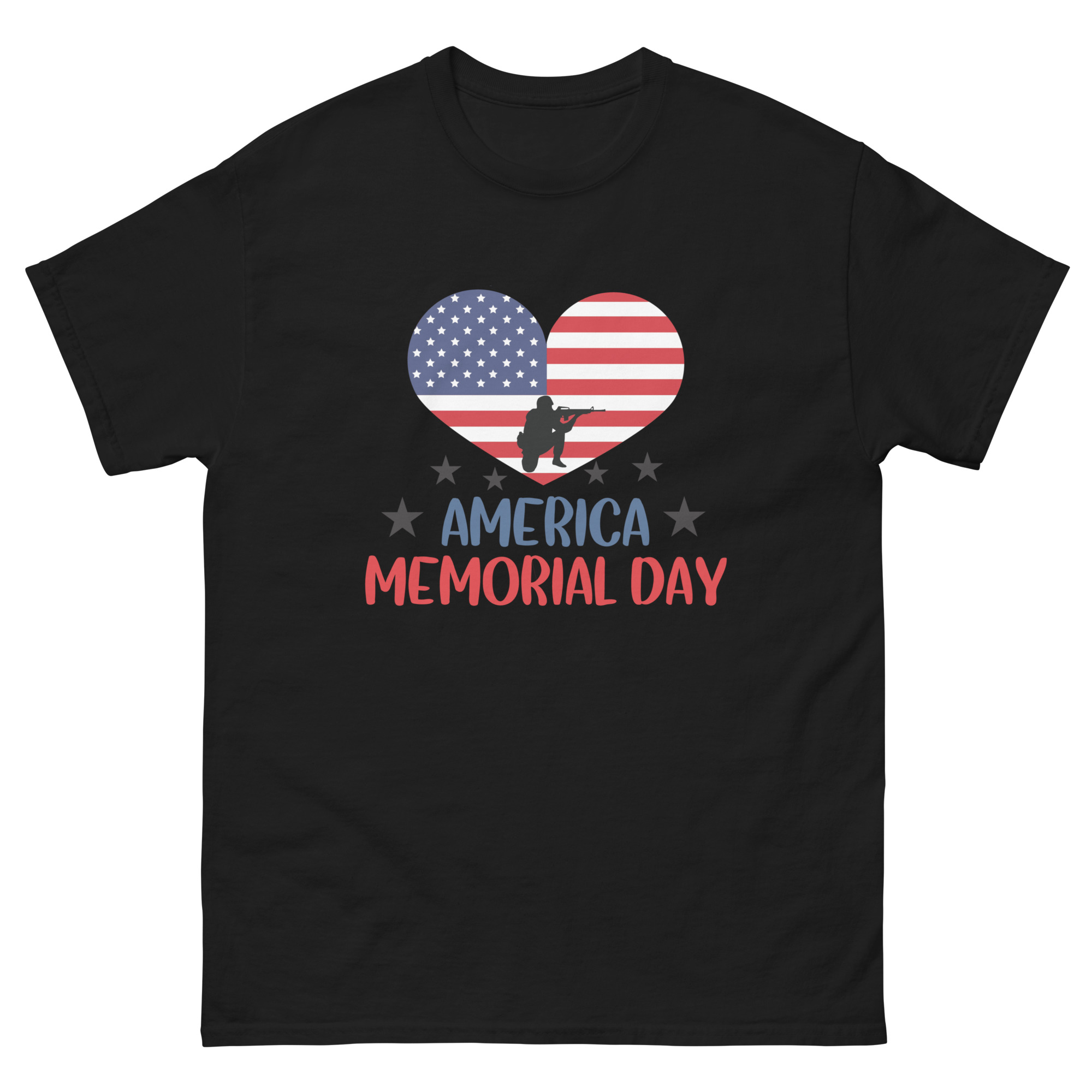 Heart flag Memorial Day shirt with soldier silhouette