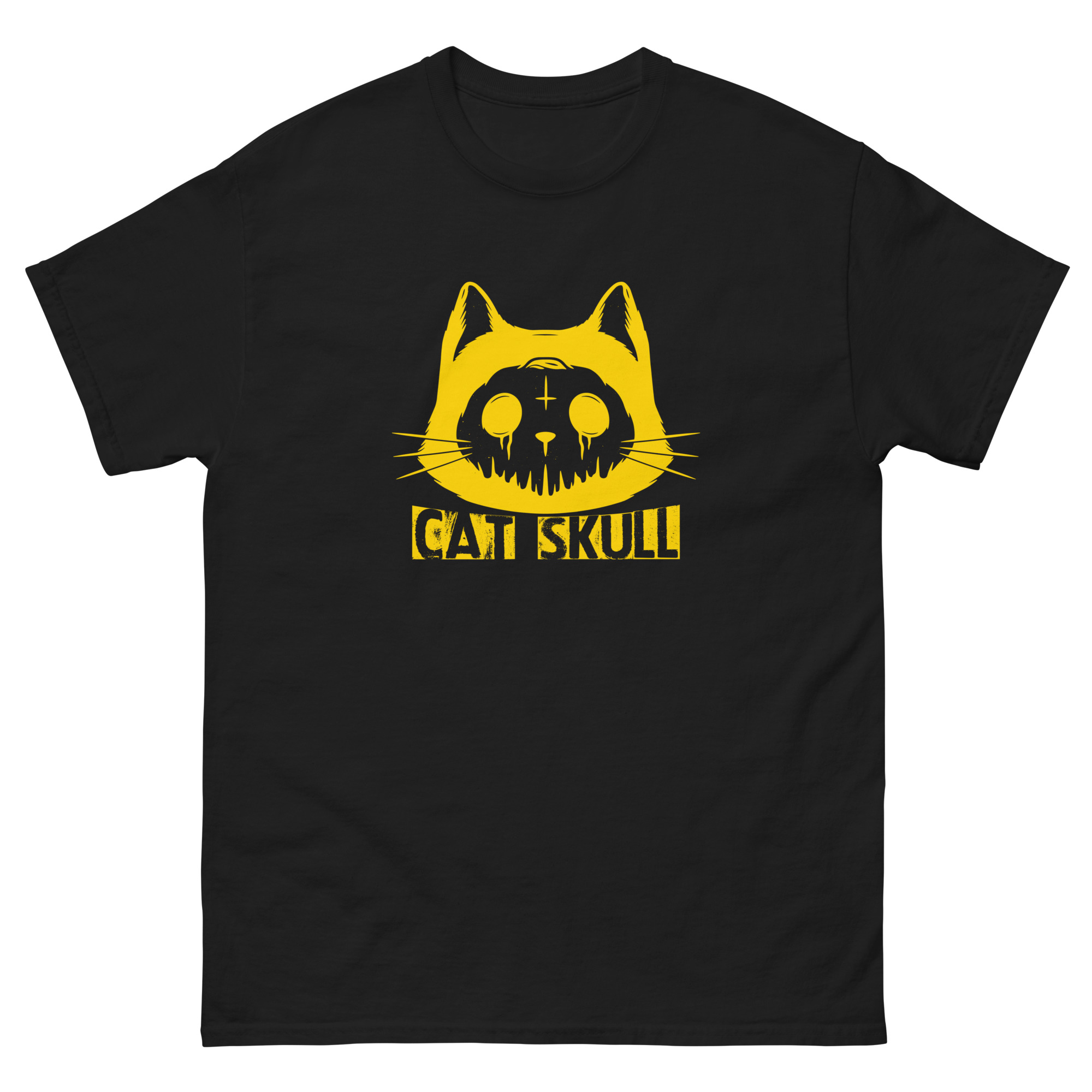 Gothic Cat Skull Graphic Tee spooky alternative t shirt design