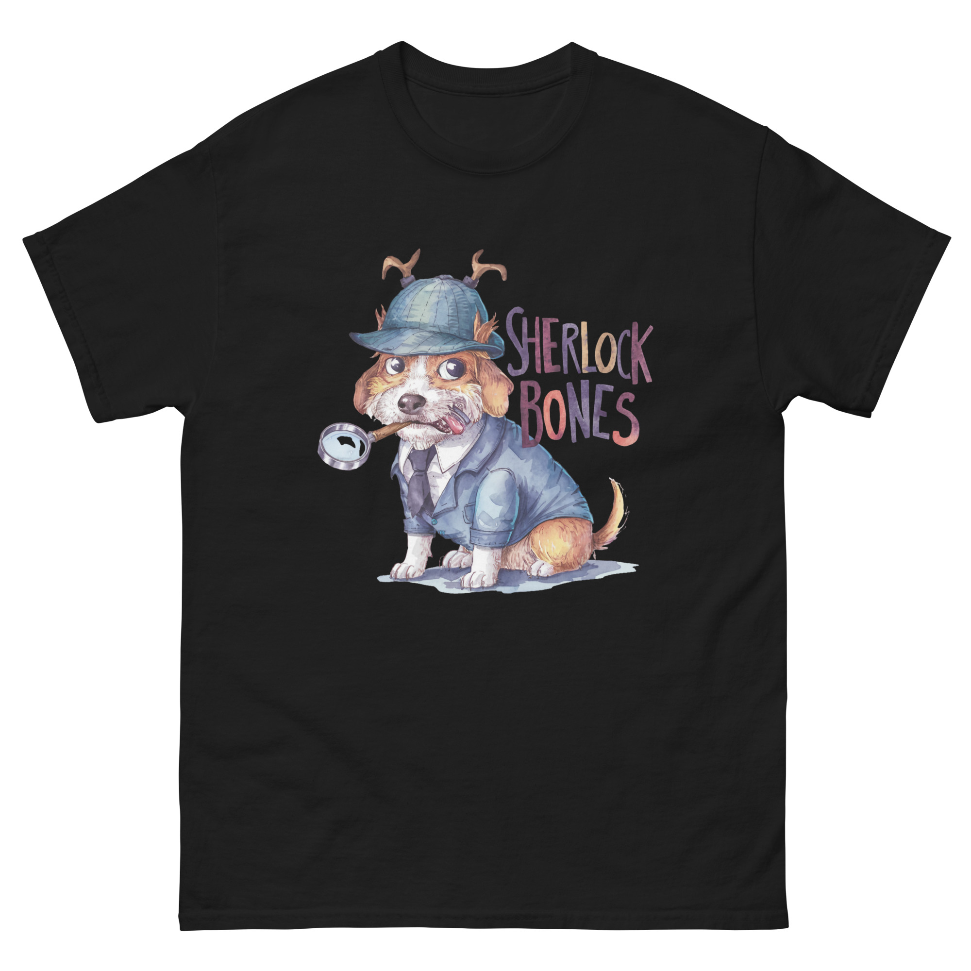 funny dog in detective costume t-shirt
