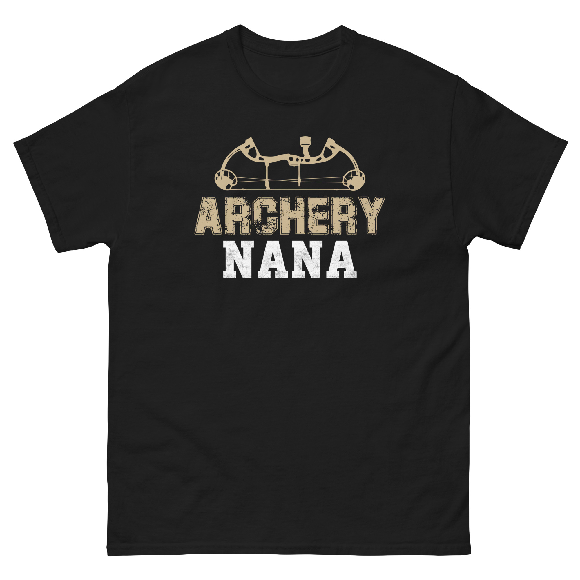 black t-shirt with archery nana quote and bow graphic