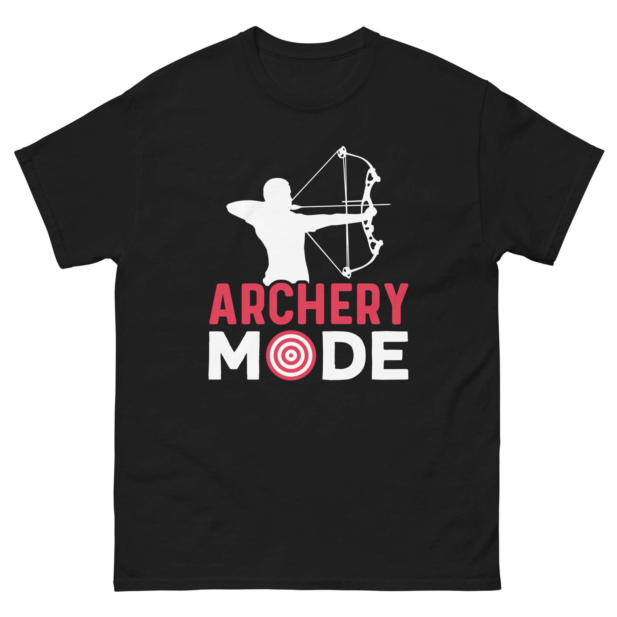 black t-shirt with archer silhouette and target icon