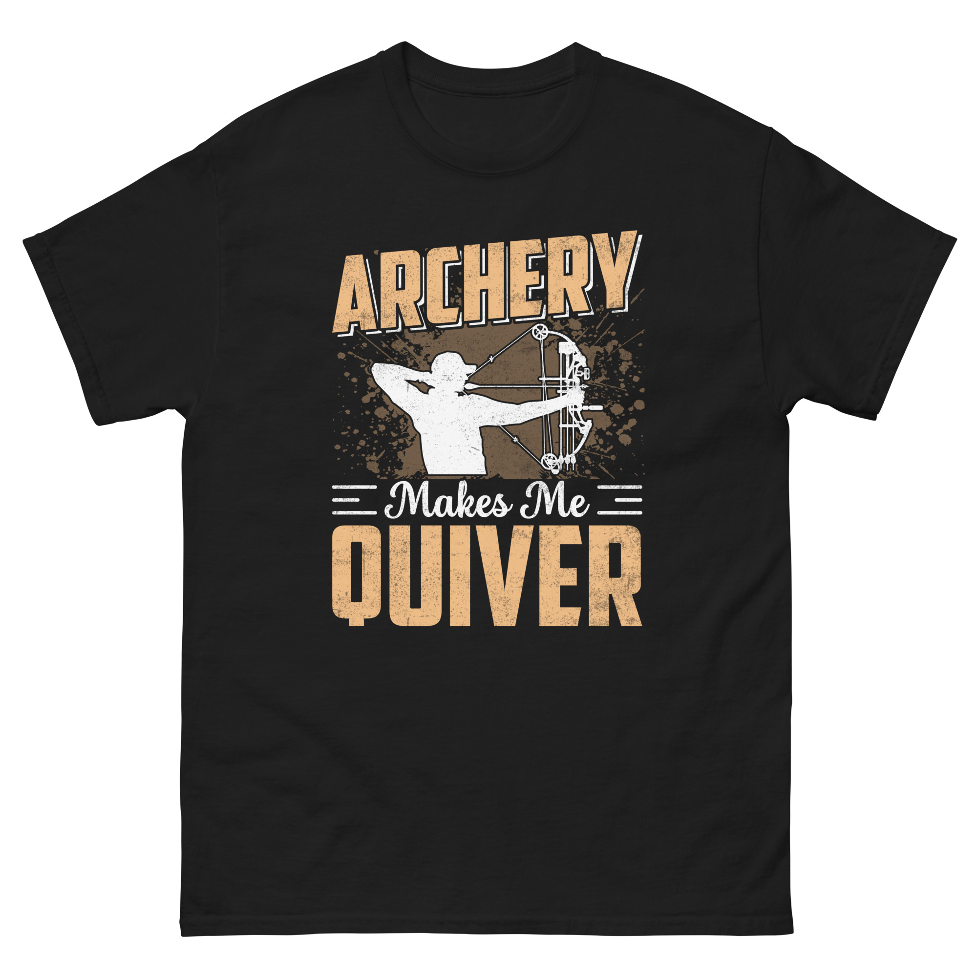black shirt with funny archery makes me quiver quote