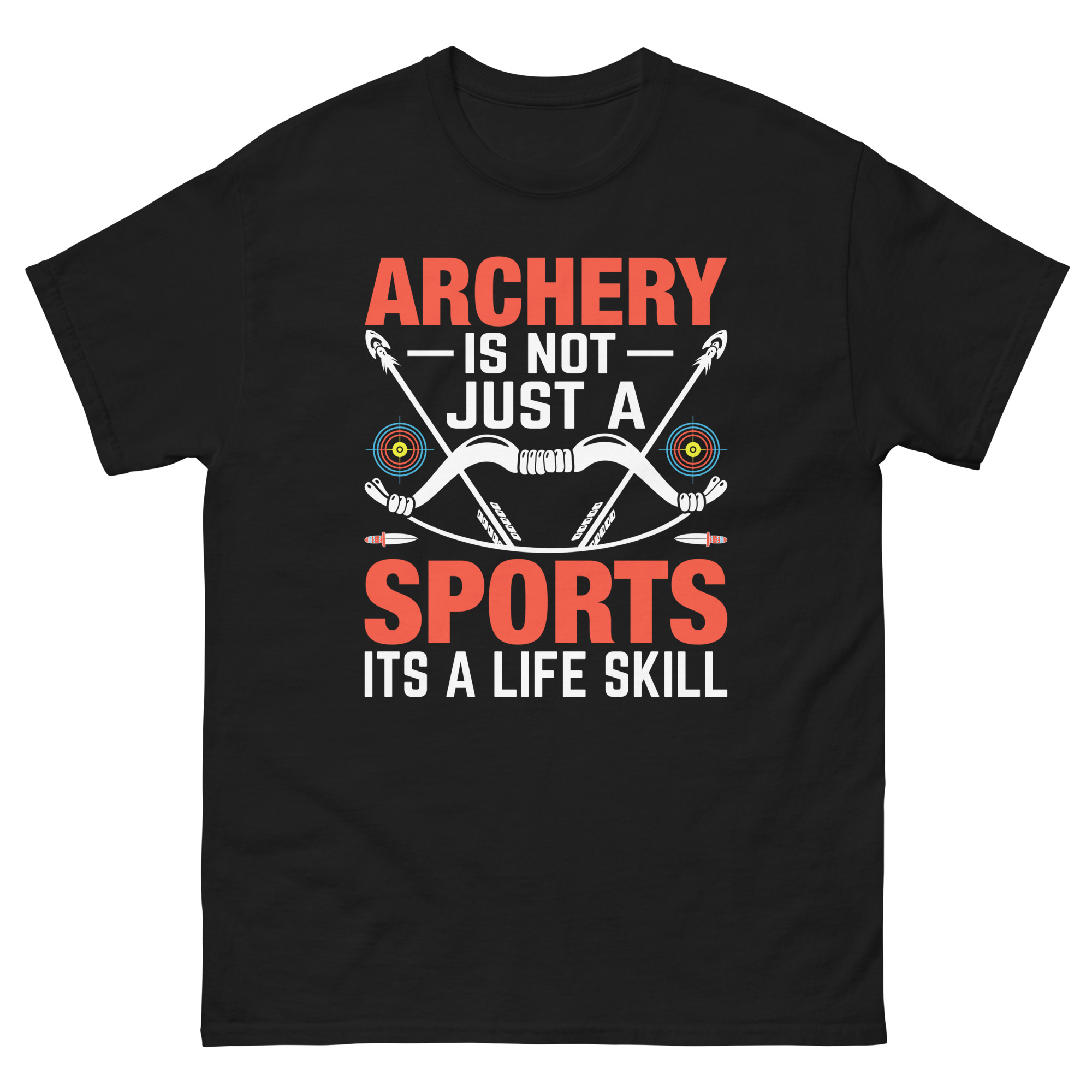 archery life skill quote shirt with bows and targets