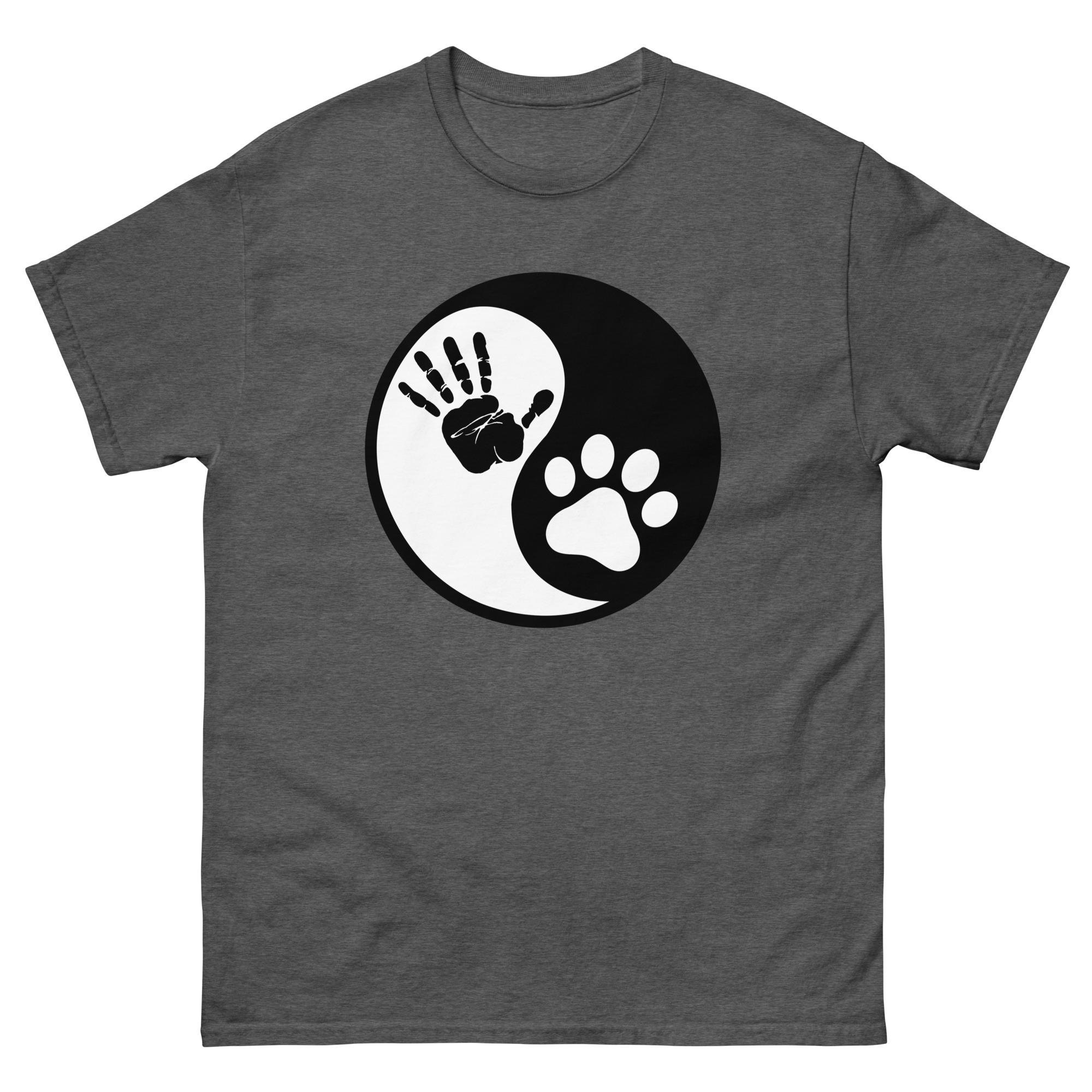 yin yang hand paw print red t-shirt