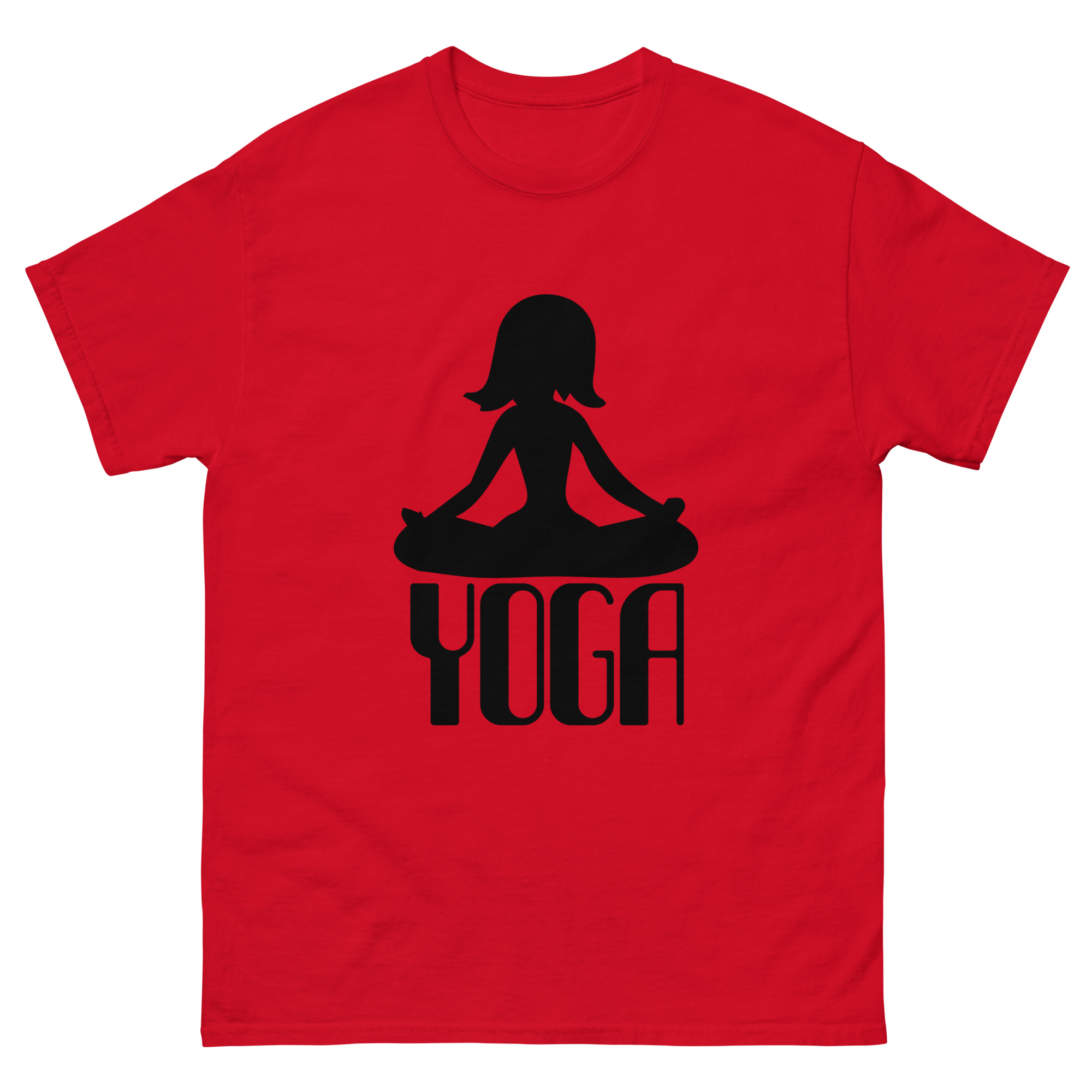 Minimalist yoga shirt with meditating woman graphic