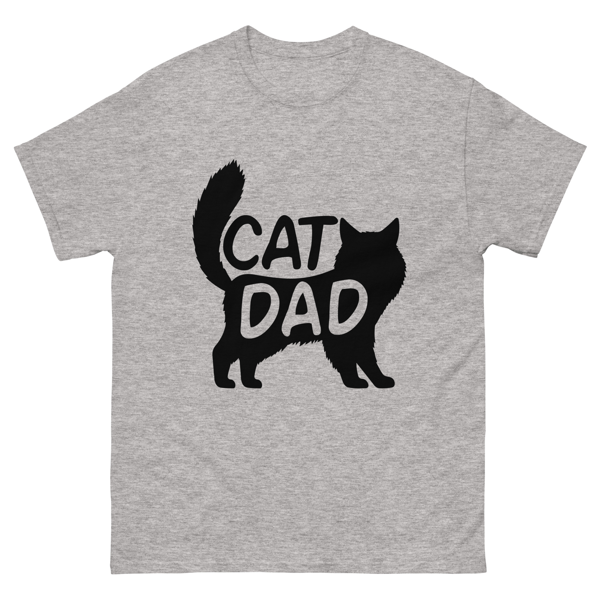 "cat dad t-shirt with black cat silhouette