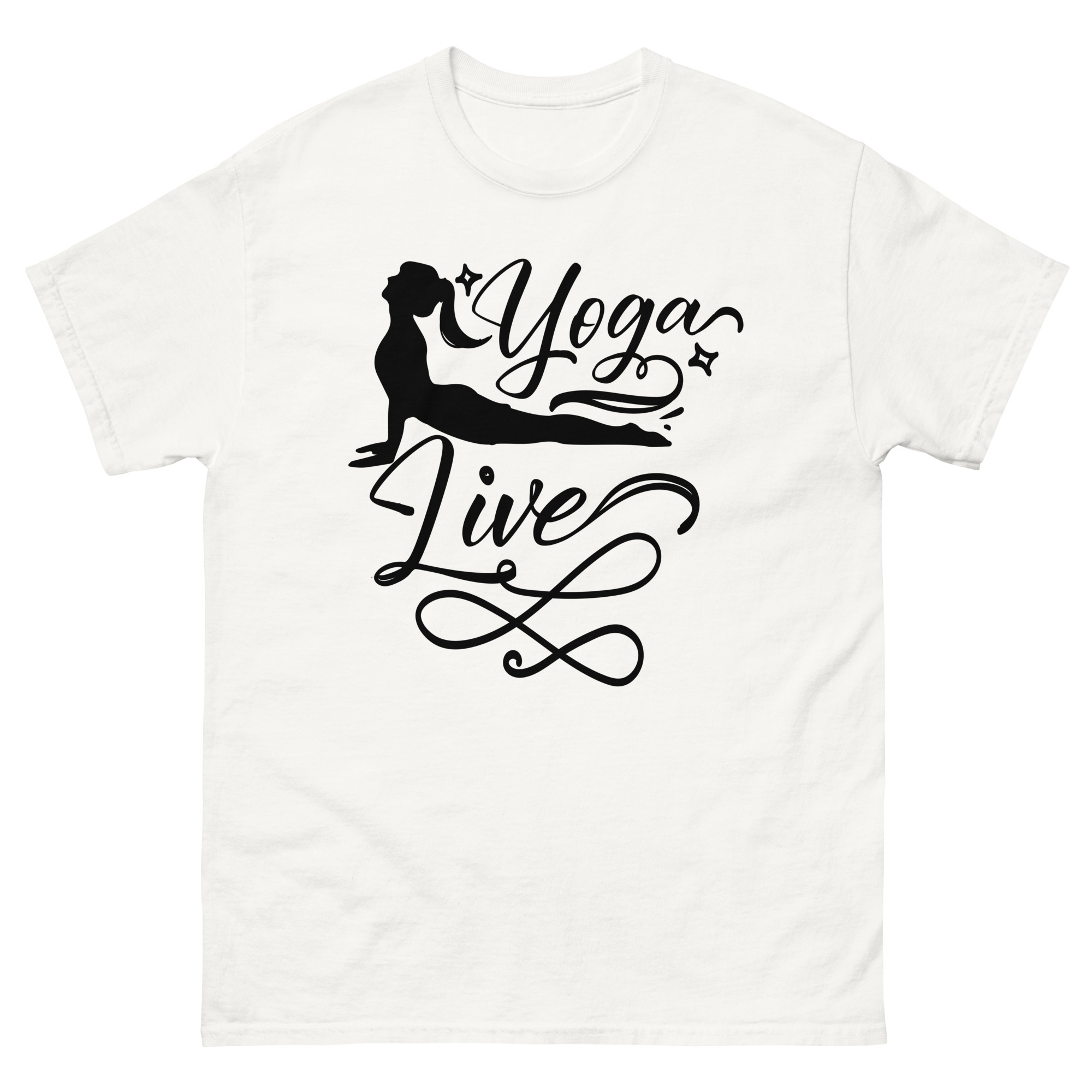 Yoga Live calligraphy pose shirt