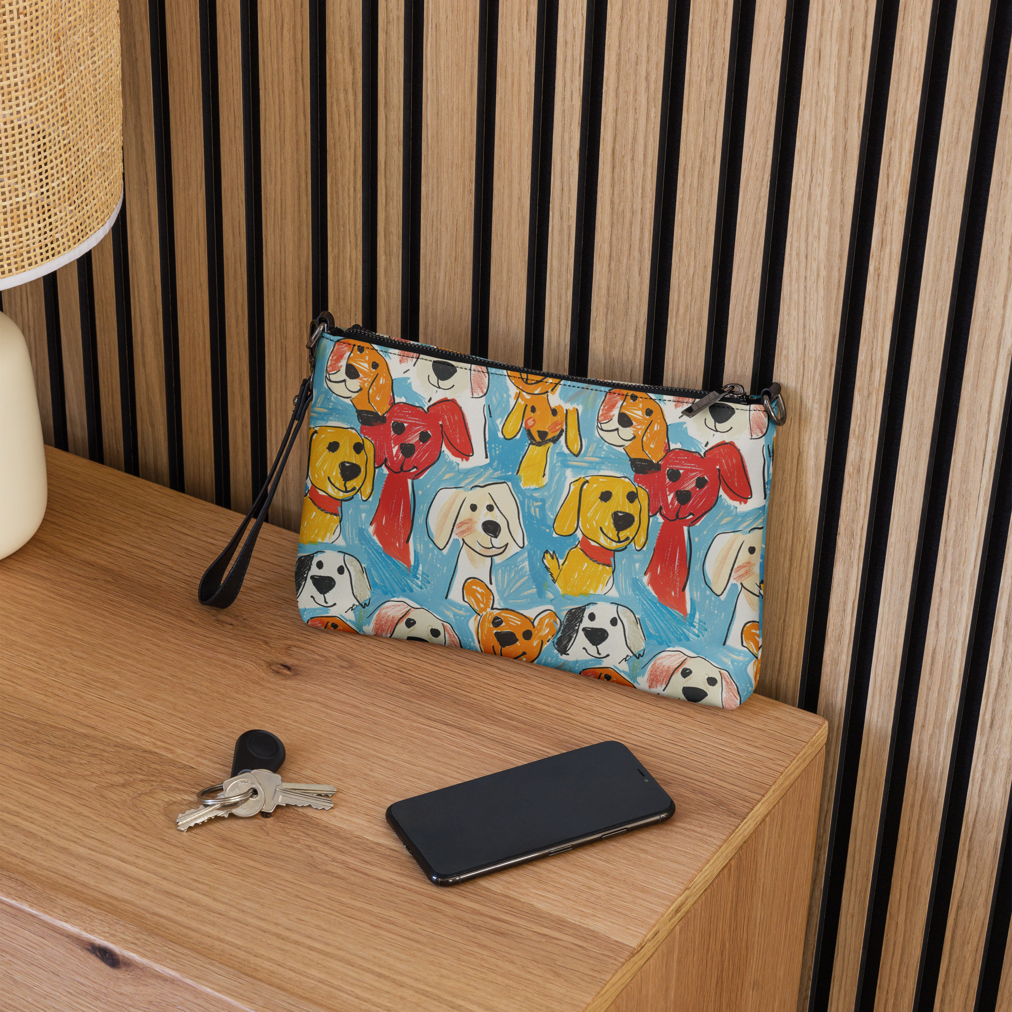 cartoon dog face wristlet purse