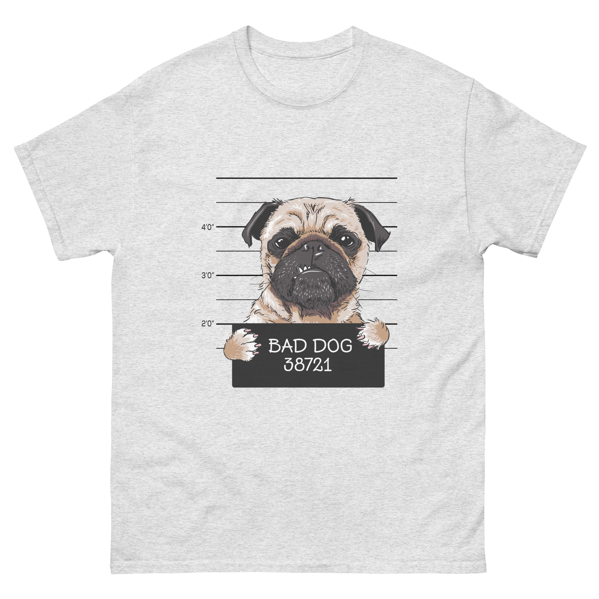 Funny Bad Dog Mugshot Pug T-Shirt – Cute Naughty Dog Tee