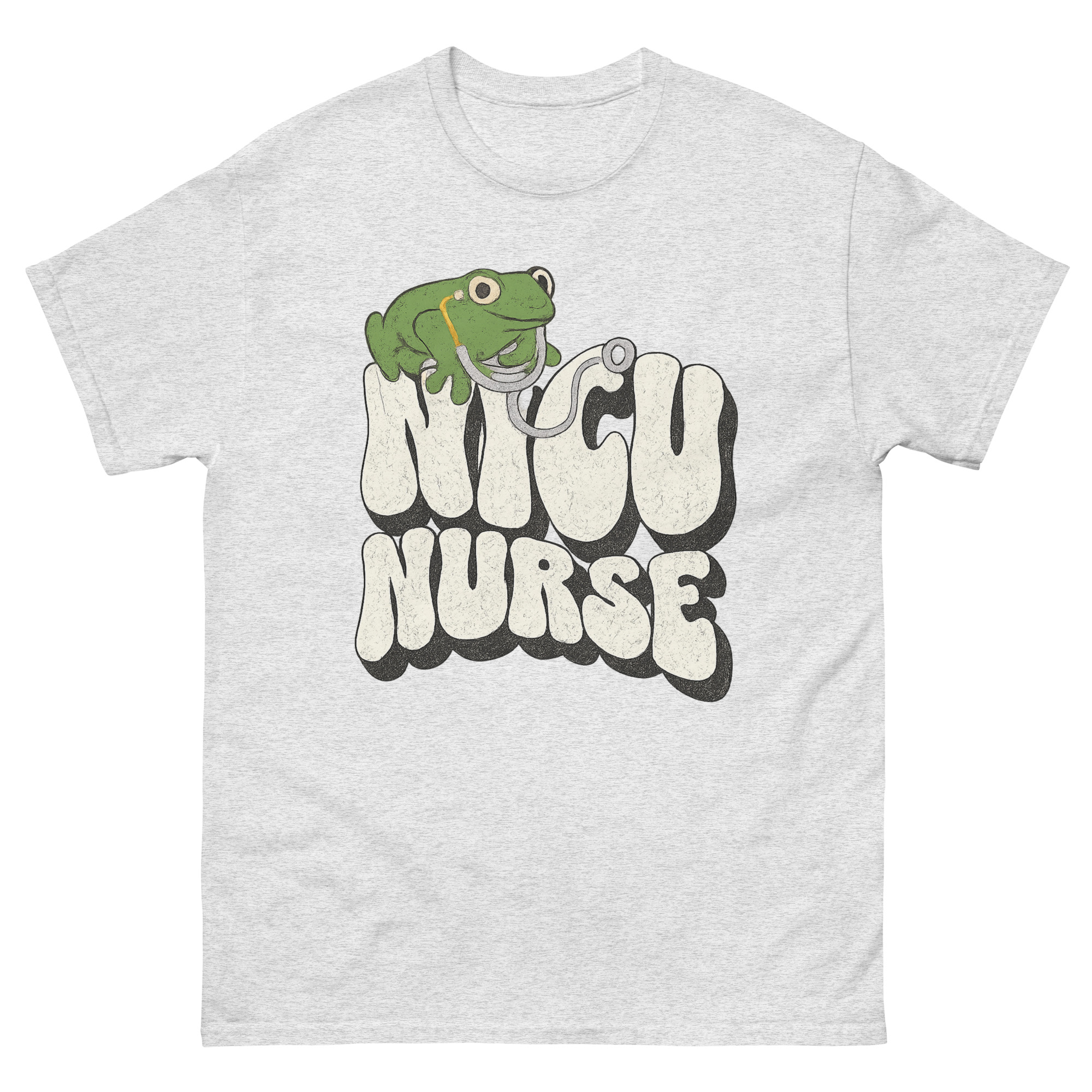 NICU Nurse t shirt with frog and stethoscope graphic