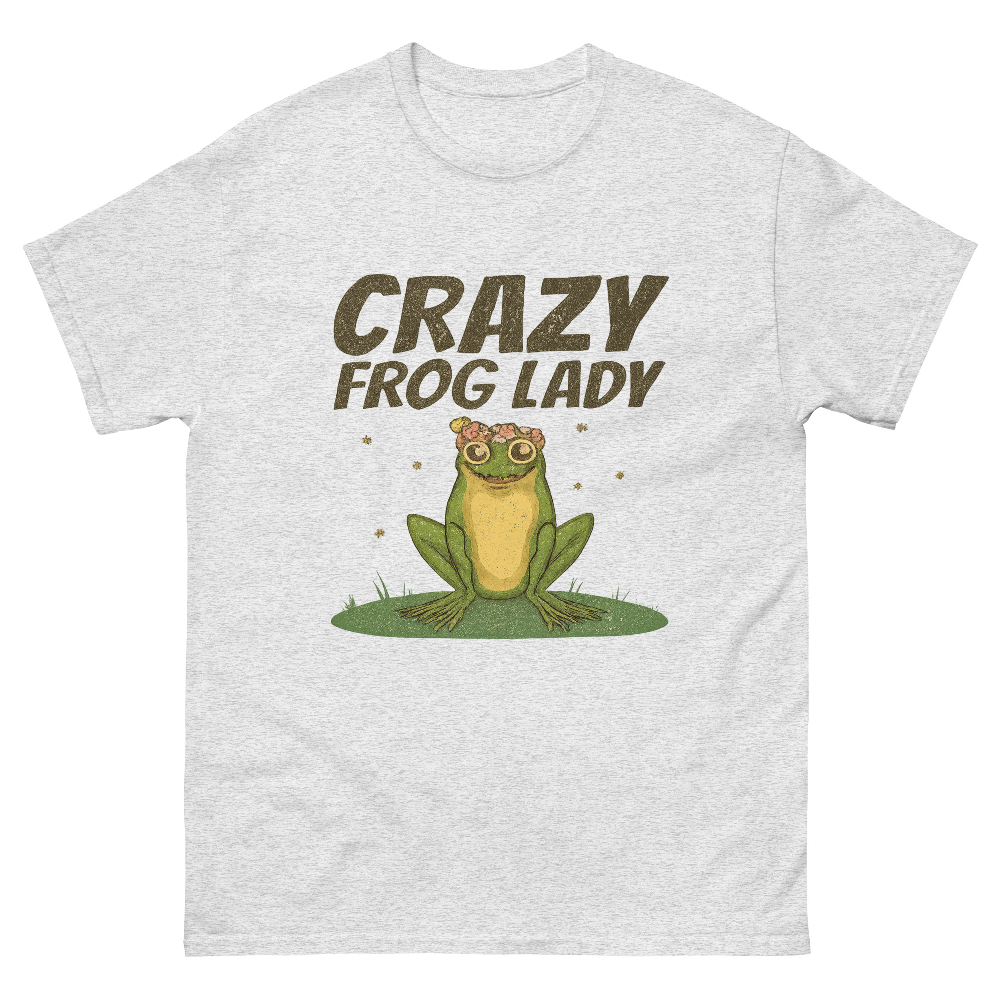Crazy Frog Lady t shirt with flower crown frog graphic