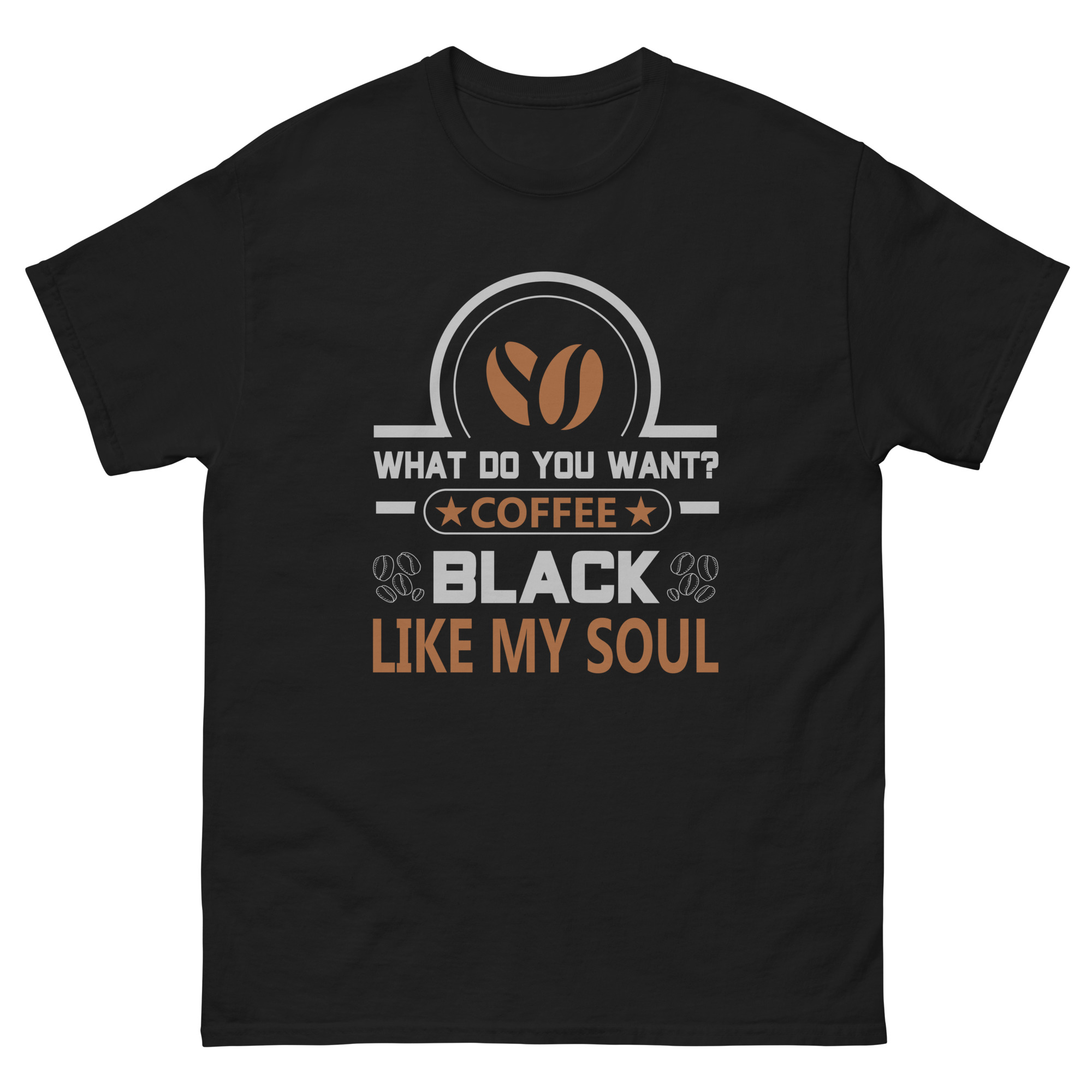 Funny coffee lover t shirt – Coffee Black Like My Soul quote tee for caffeine addicts and barista fans