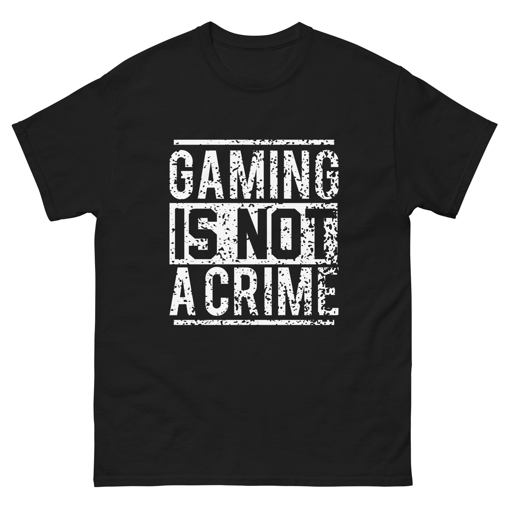 Gaming Is Not a Crime t-shirt with distressed design