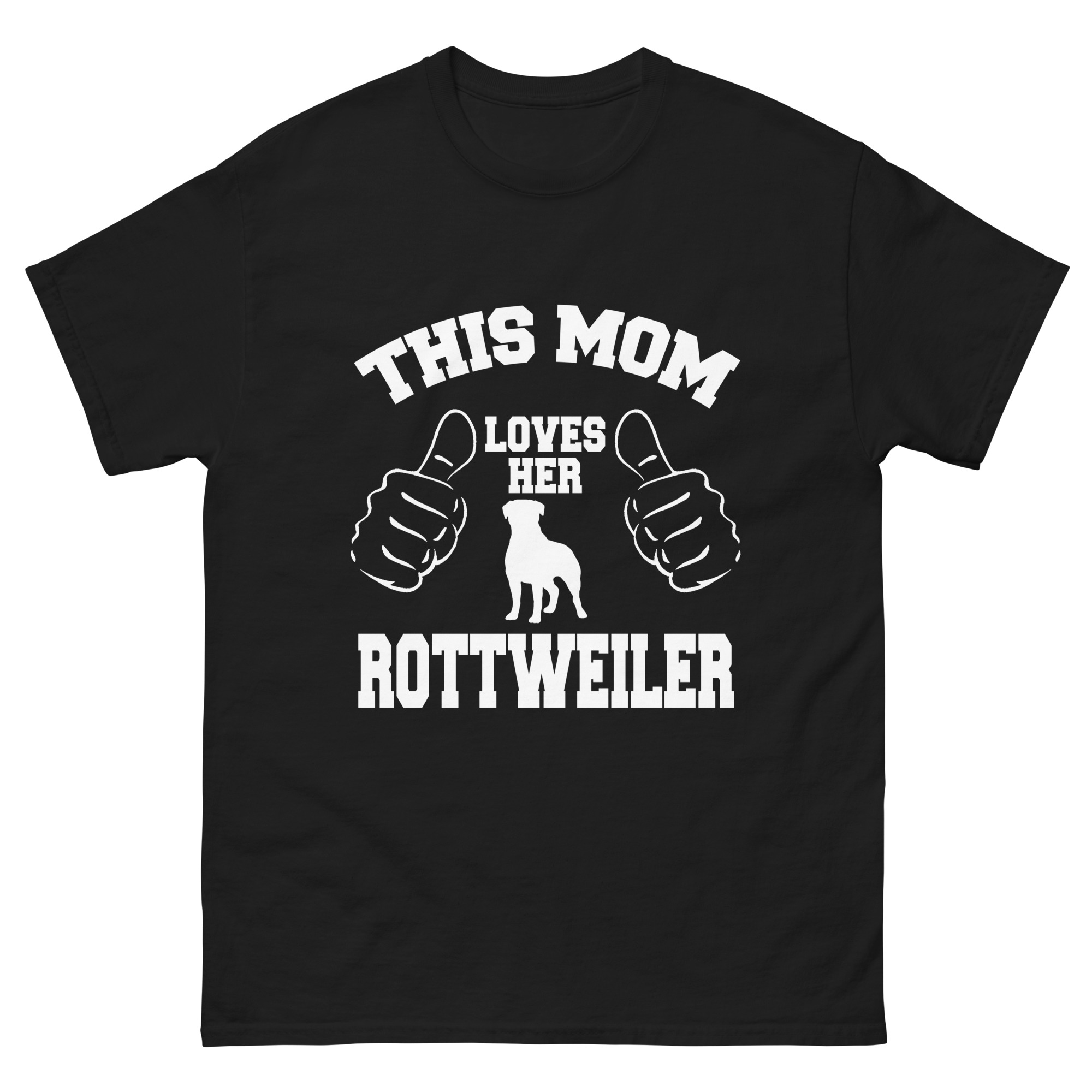rottweiler mom shirt with white graphic