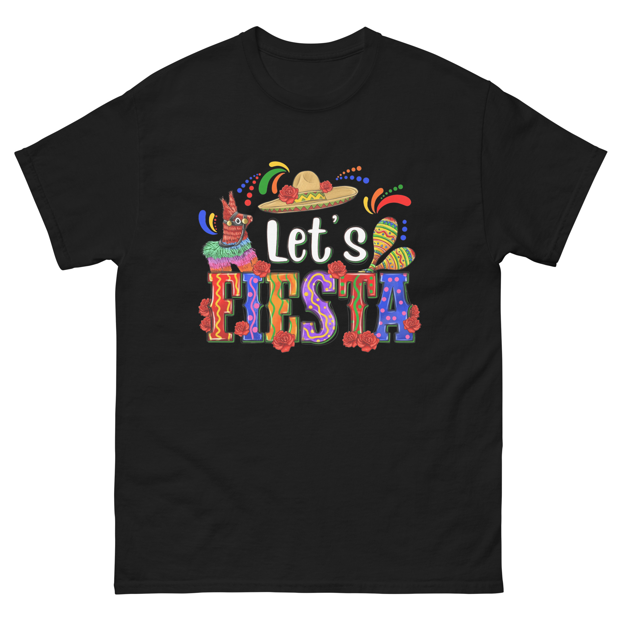 lets fiesta teacher shirt with pinata and maracas