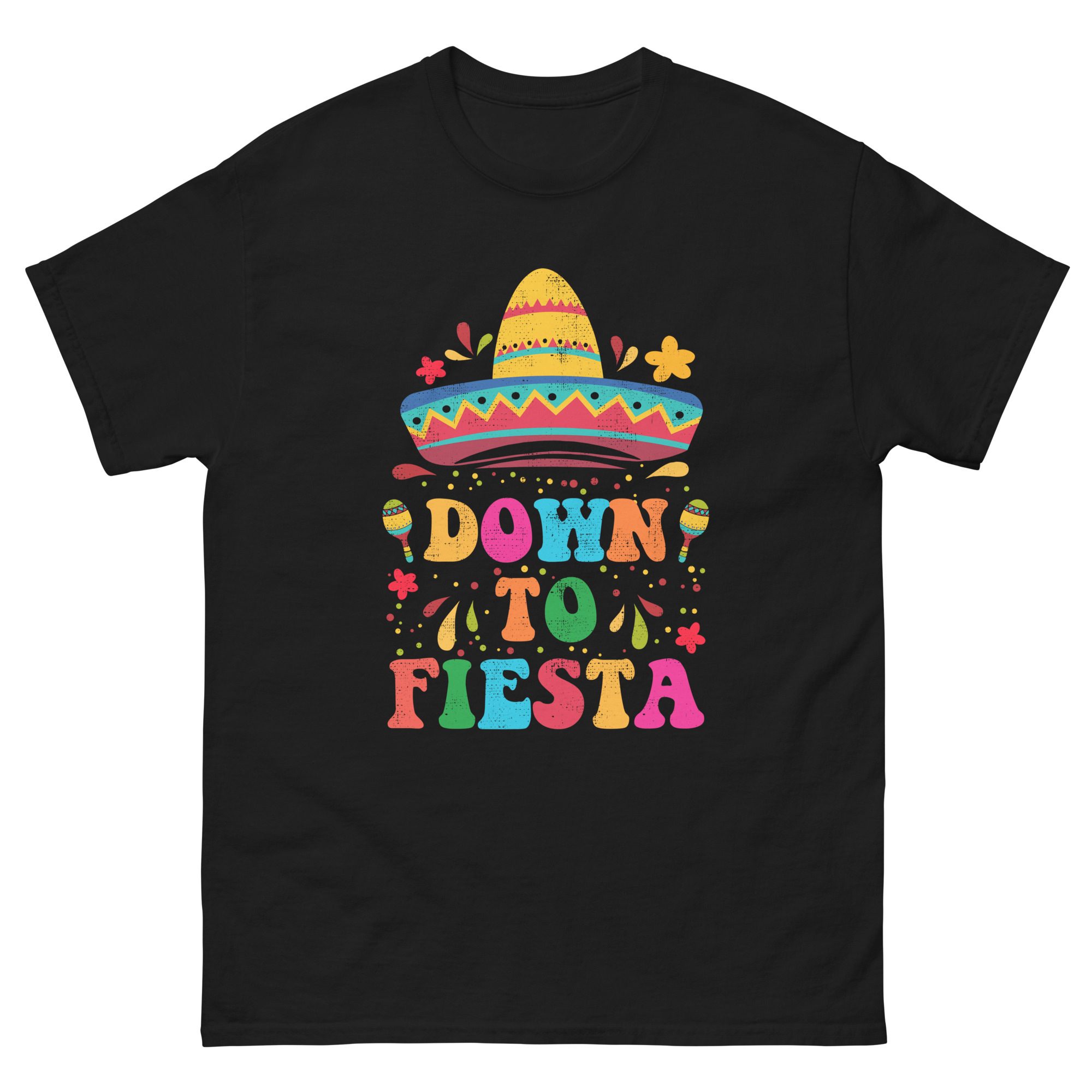 down to fiesta shirt with mexican sombrero