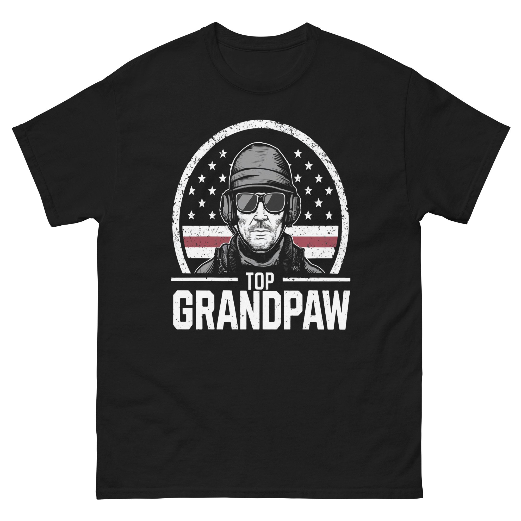 Top Grandpaw funny grandpa t shirt with aviator sunglasses military style patriotic gift
