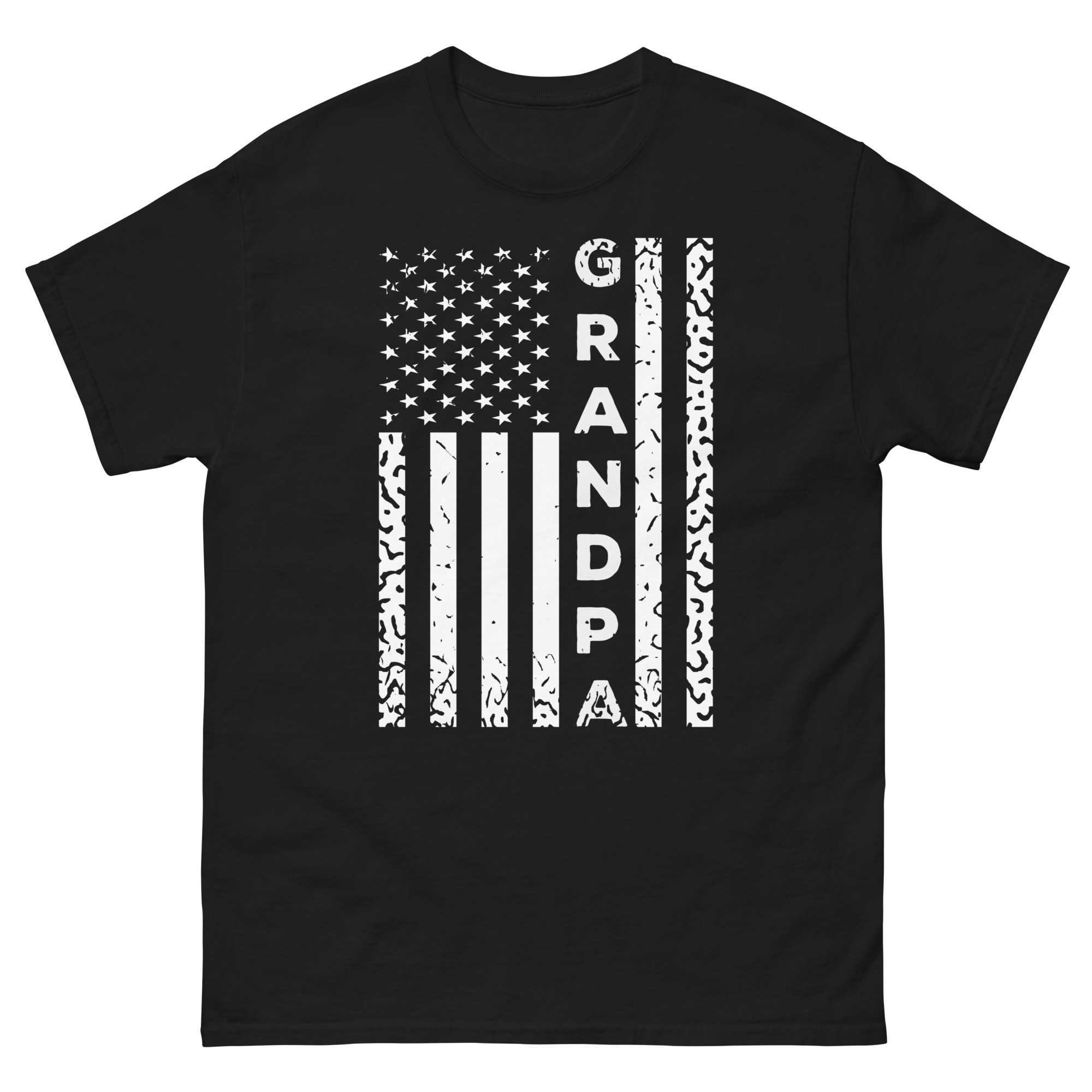 Patriotic Grandpa t shirt with distressed American flag design