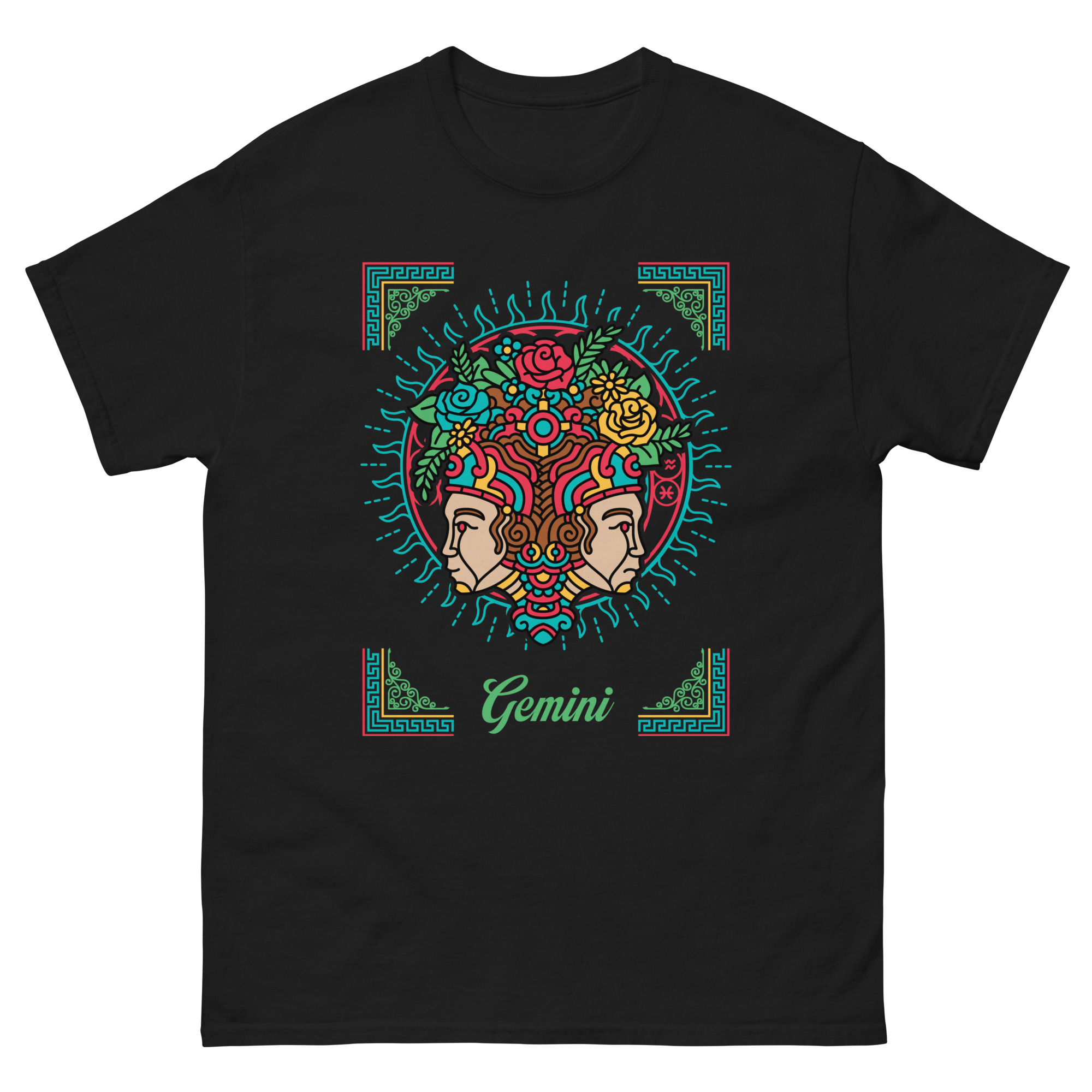 Gemini zodiac astrology t-shirt floral twin artwork