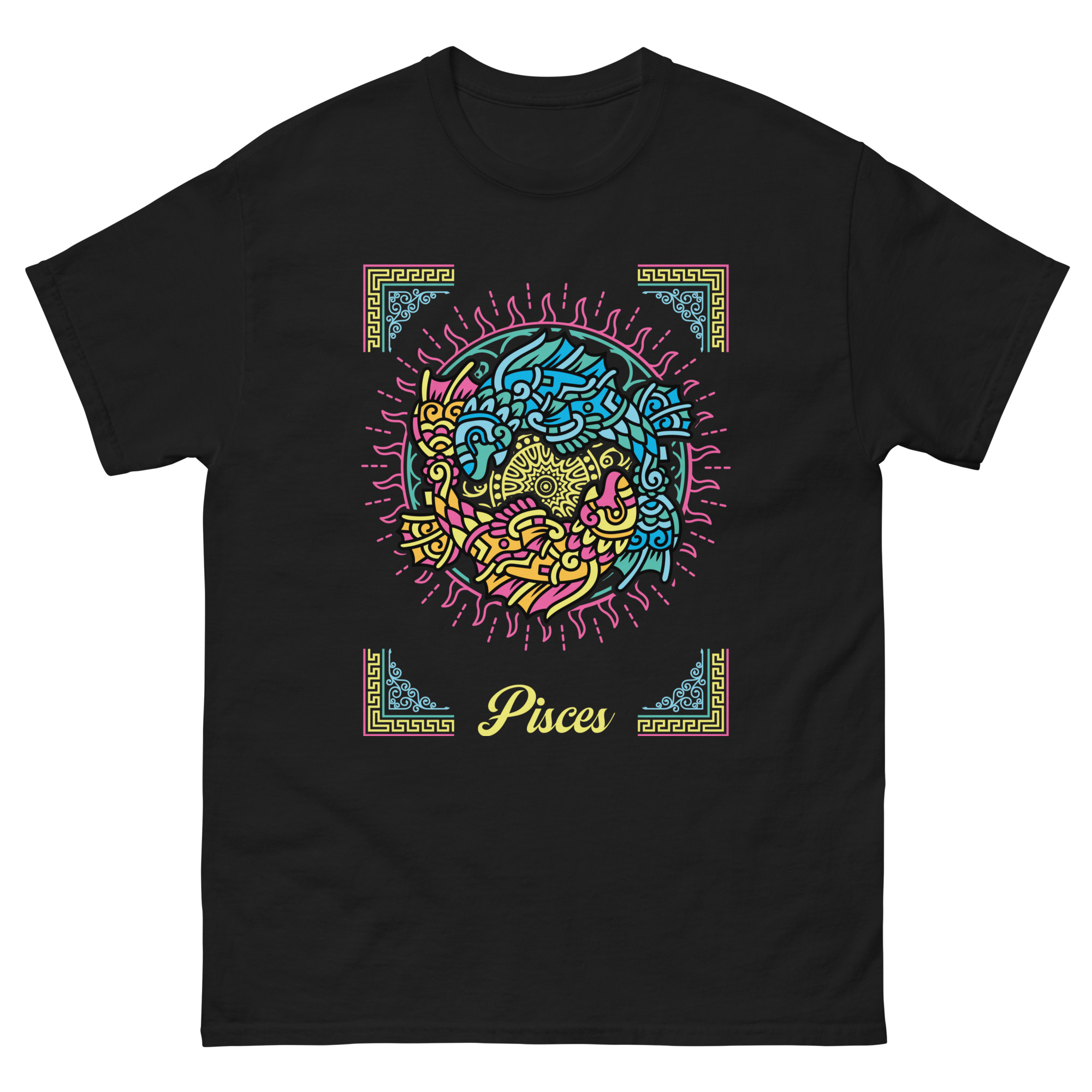 Pisces zodiac astrology t-shirt twin fish ornate artwork