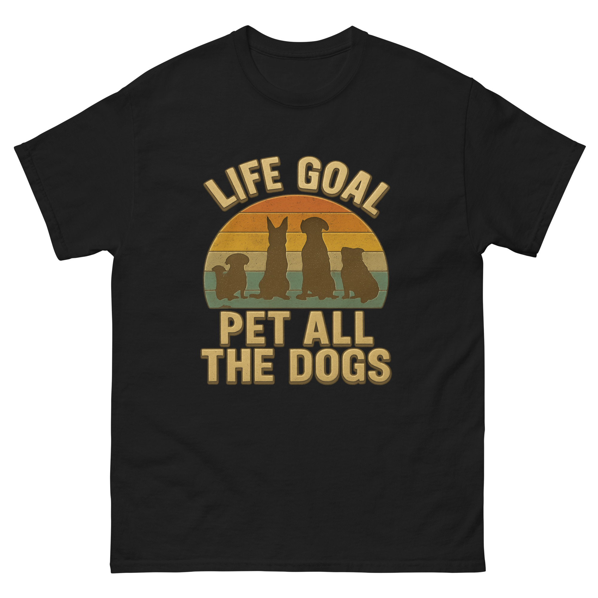 life goal pet all the dogs retro t shirt