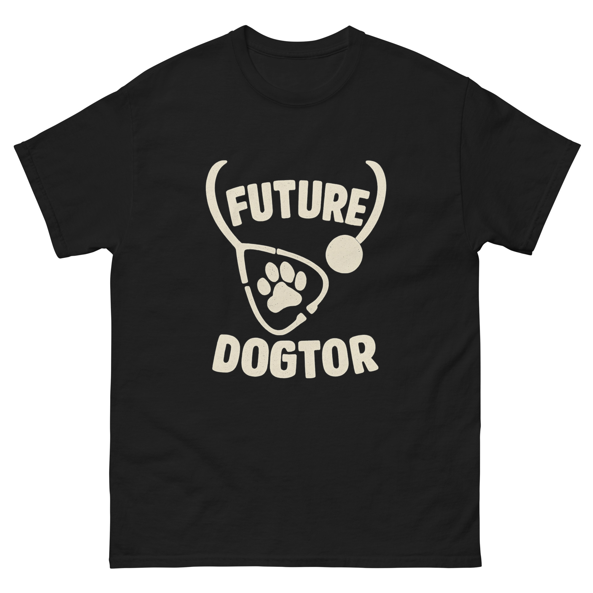 Future Dogtor veterinary student t-shirt with paw print and stethoscope