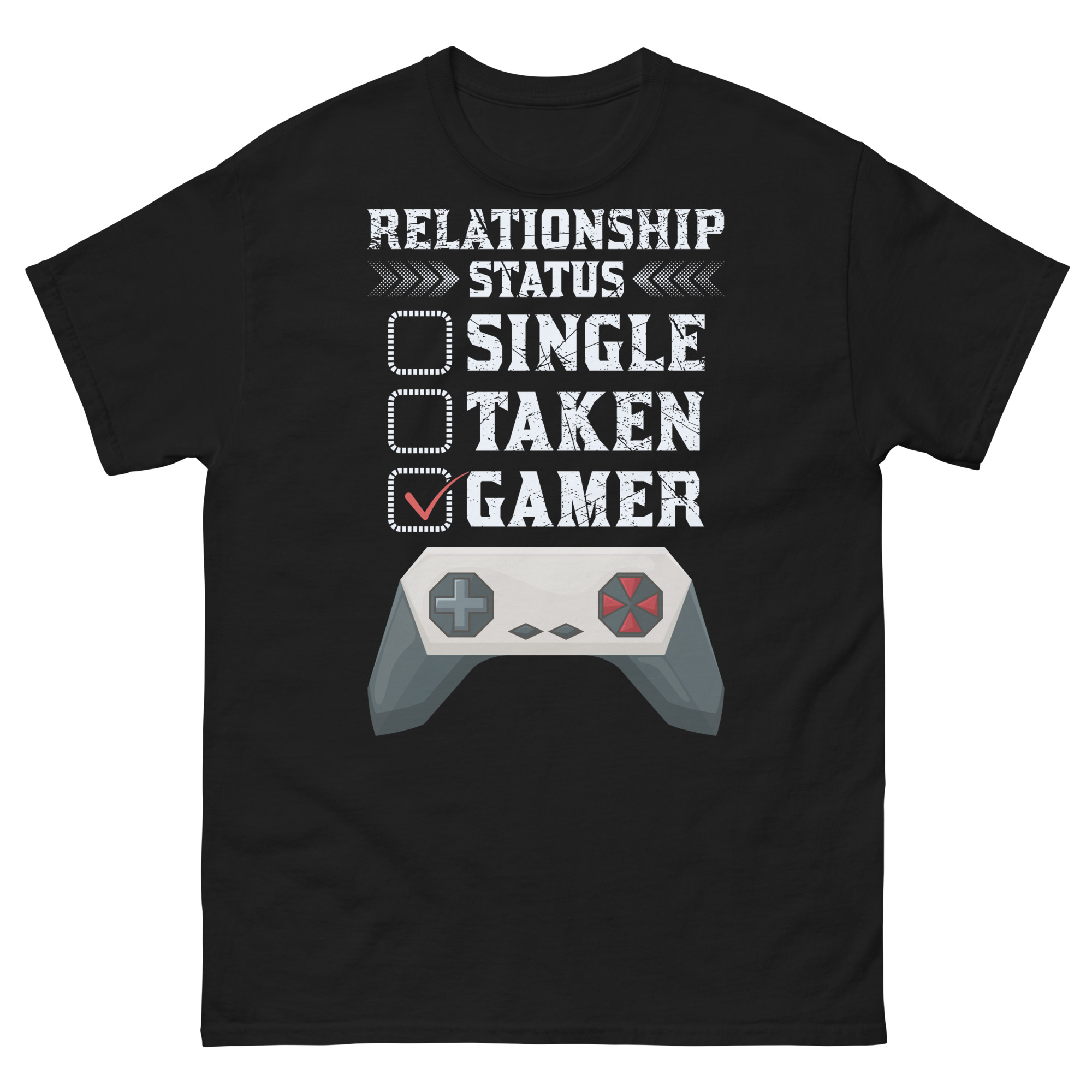 Relationship status gamer t-shirt with pixel controller