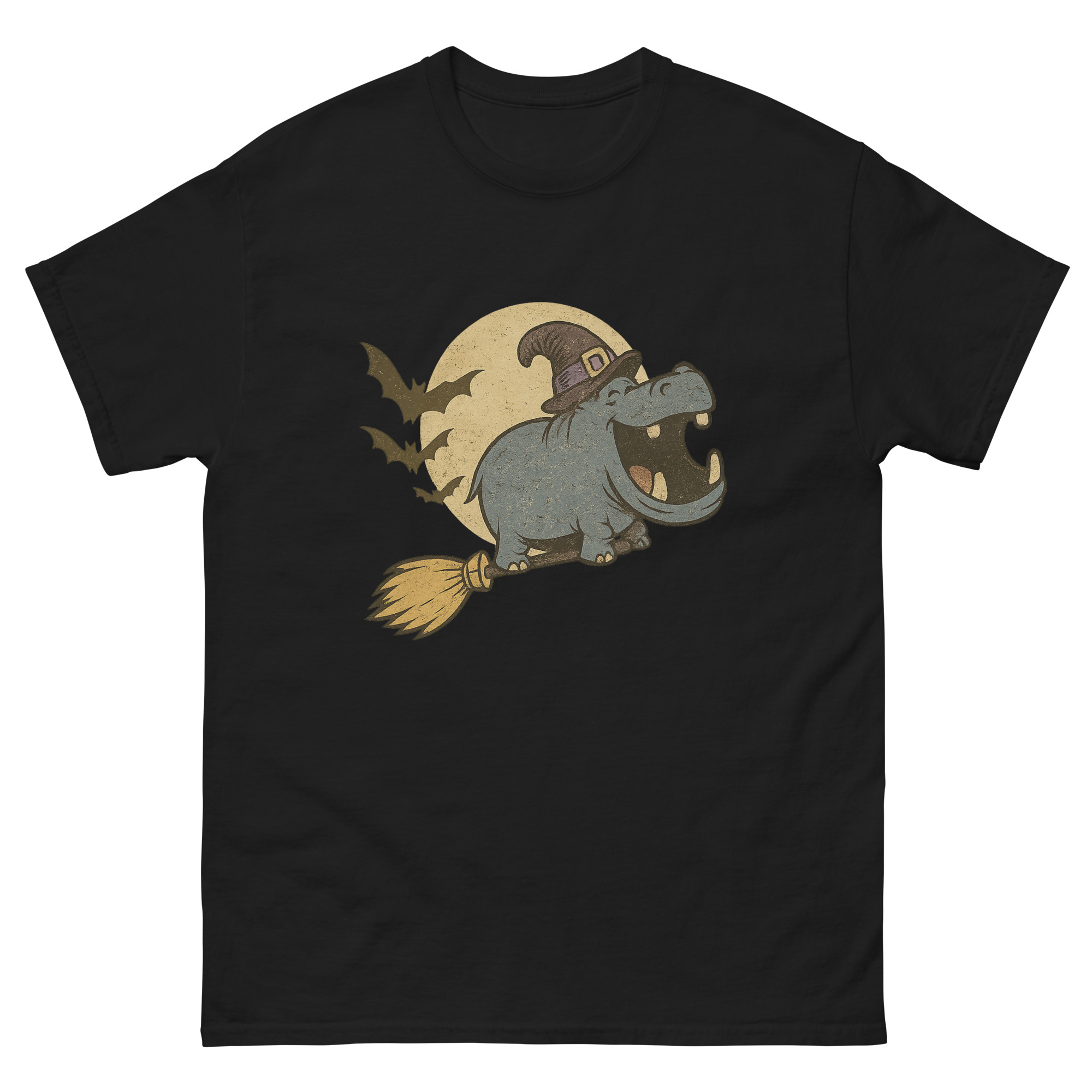 funny hippo witch halloween shirt