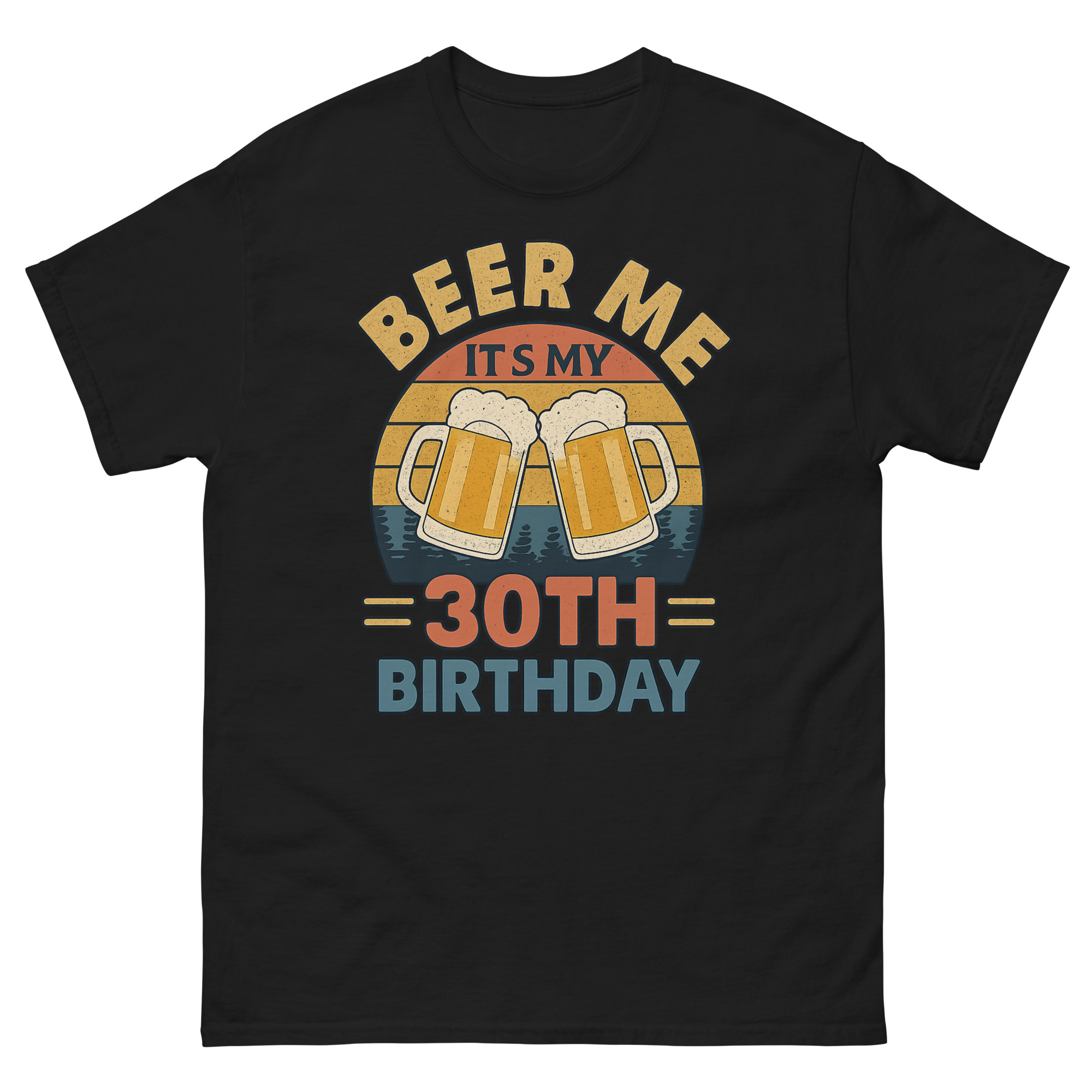 mens 30th birthday party shirt with beer mugs