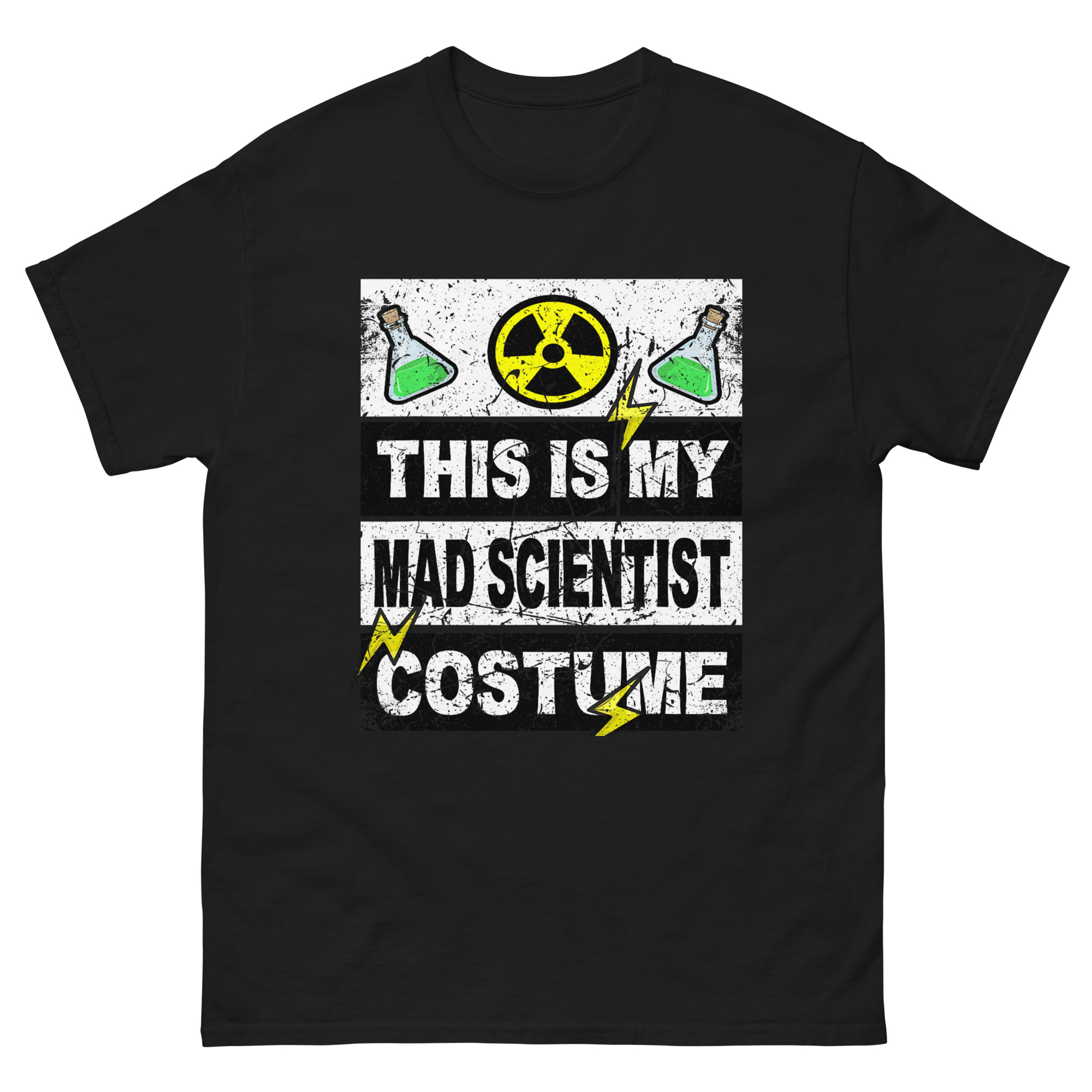 Mad Scientist Shirt with radioactive symbol and beaker design