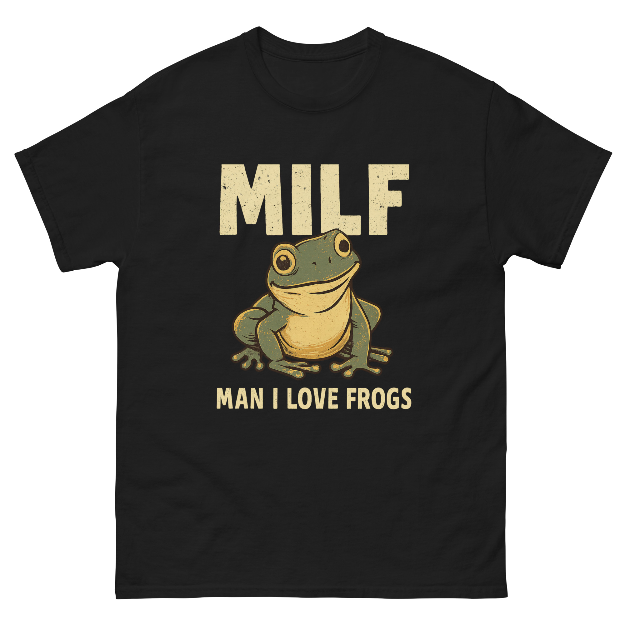 MILF Man I Love Frogs shirt with funny cartoon frog graphic