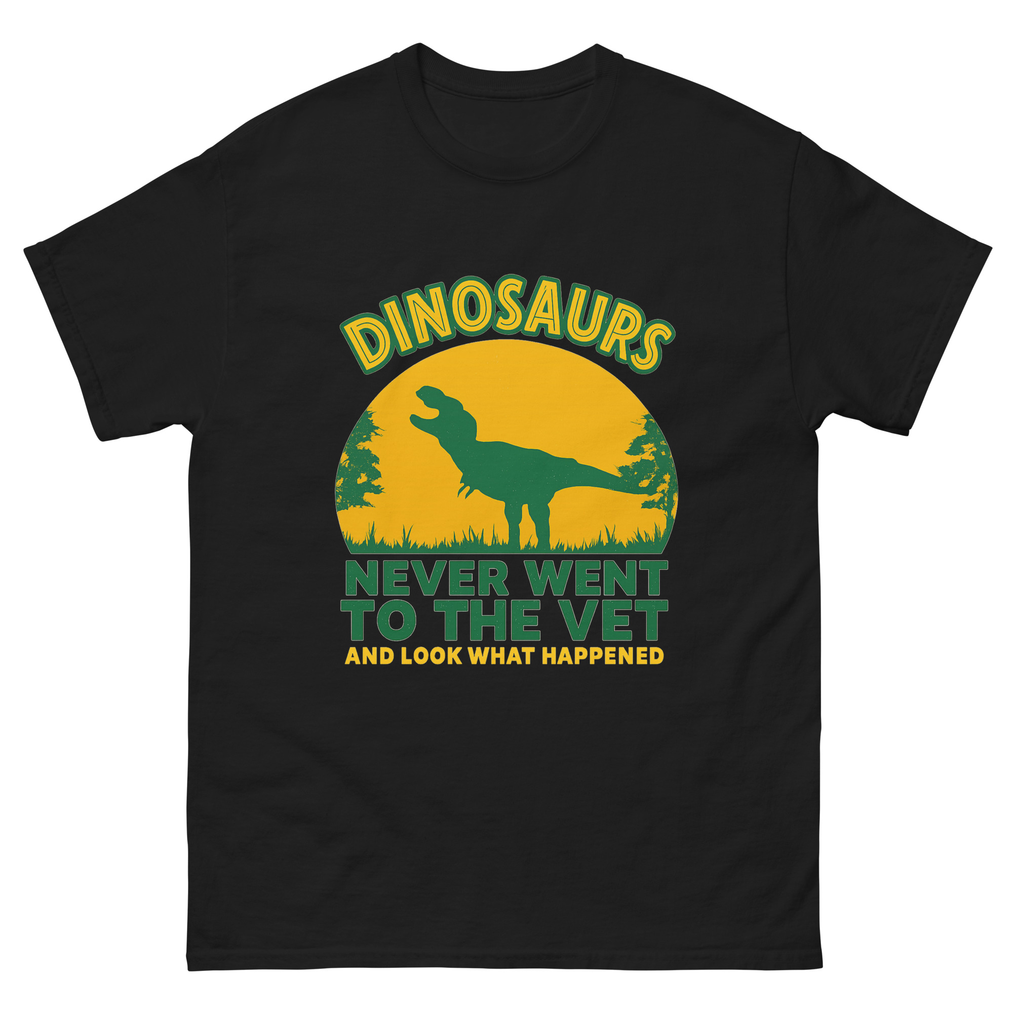 Funny vet tech t-shirt with dinosaur silhouette design
