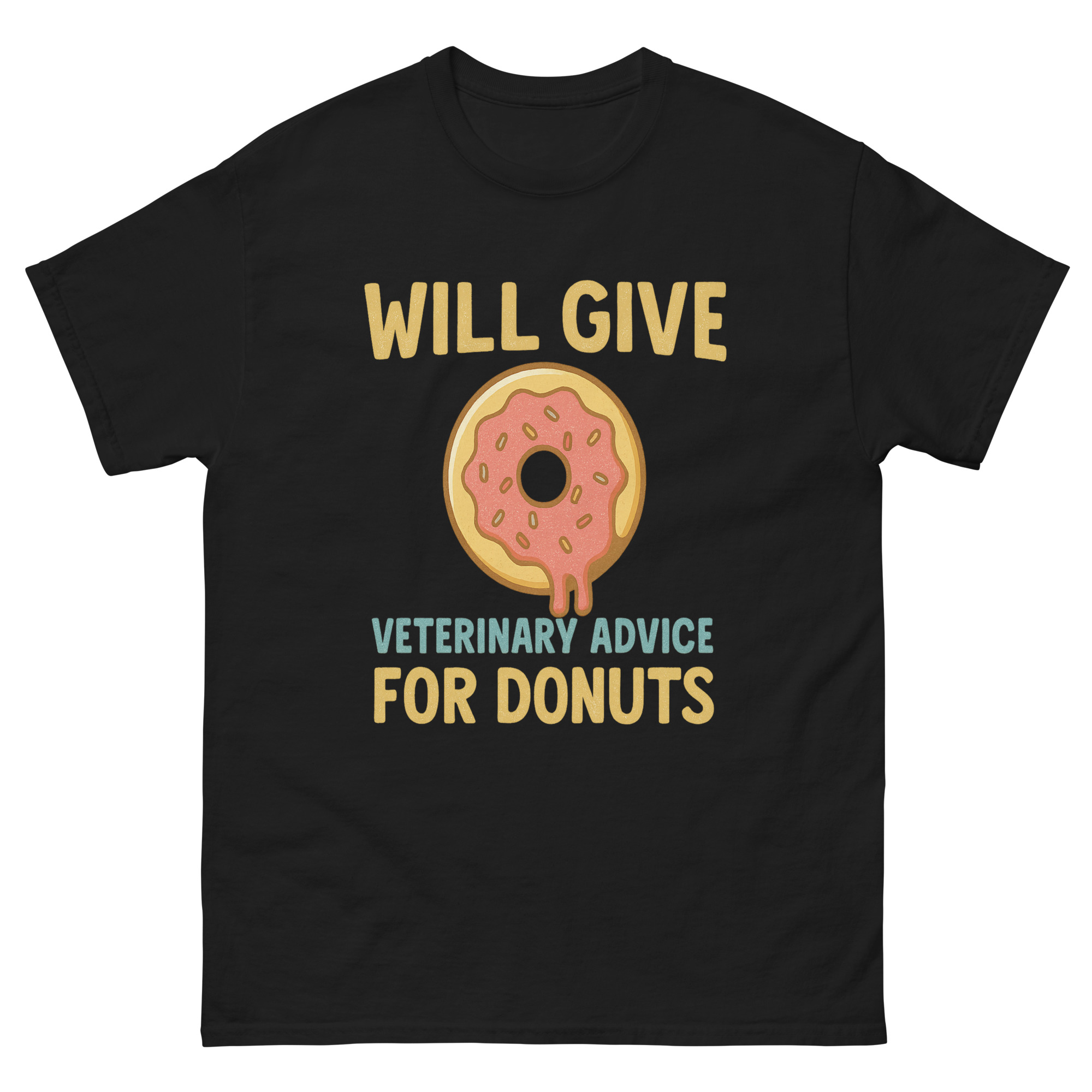 Funny veterinarian shirt with donut and veterinary advice text