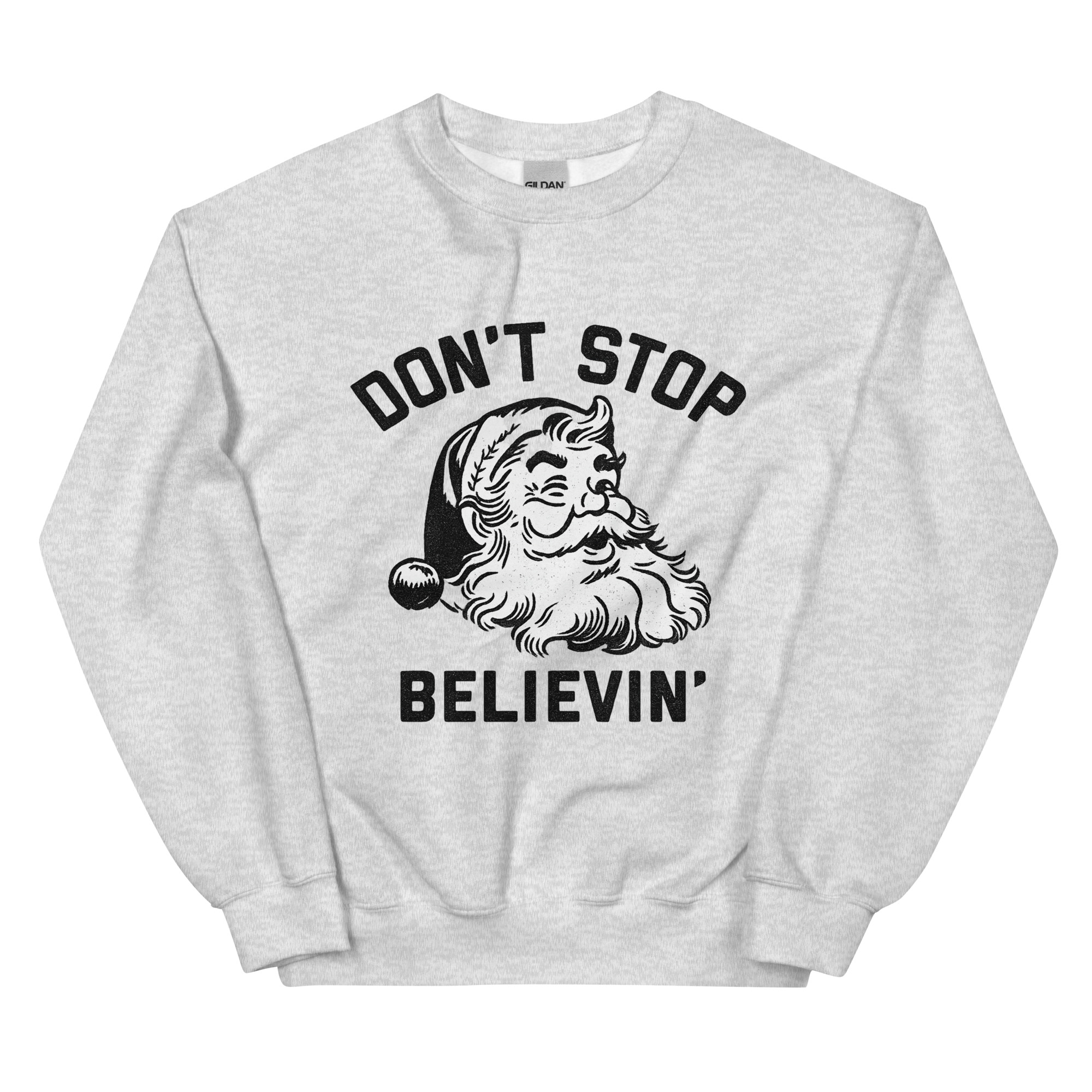 dont stop believin santa christmas sweatshirt retro