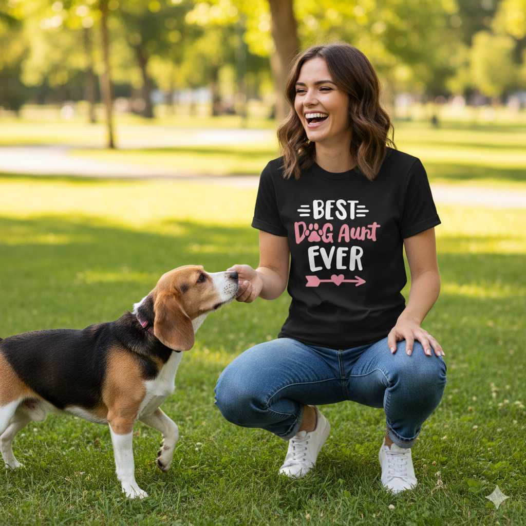 “Best Dog Aunt Ever” Paw Print Tee for Pet Lovers