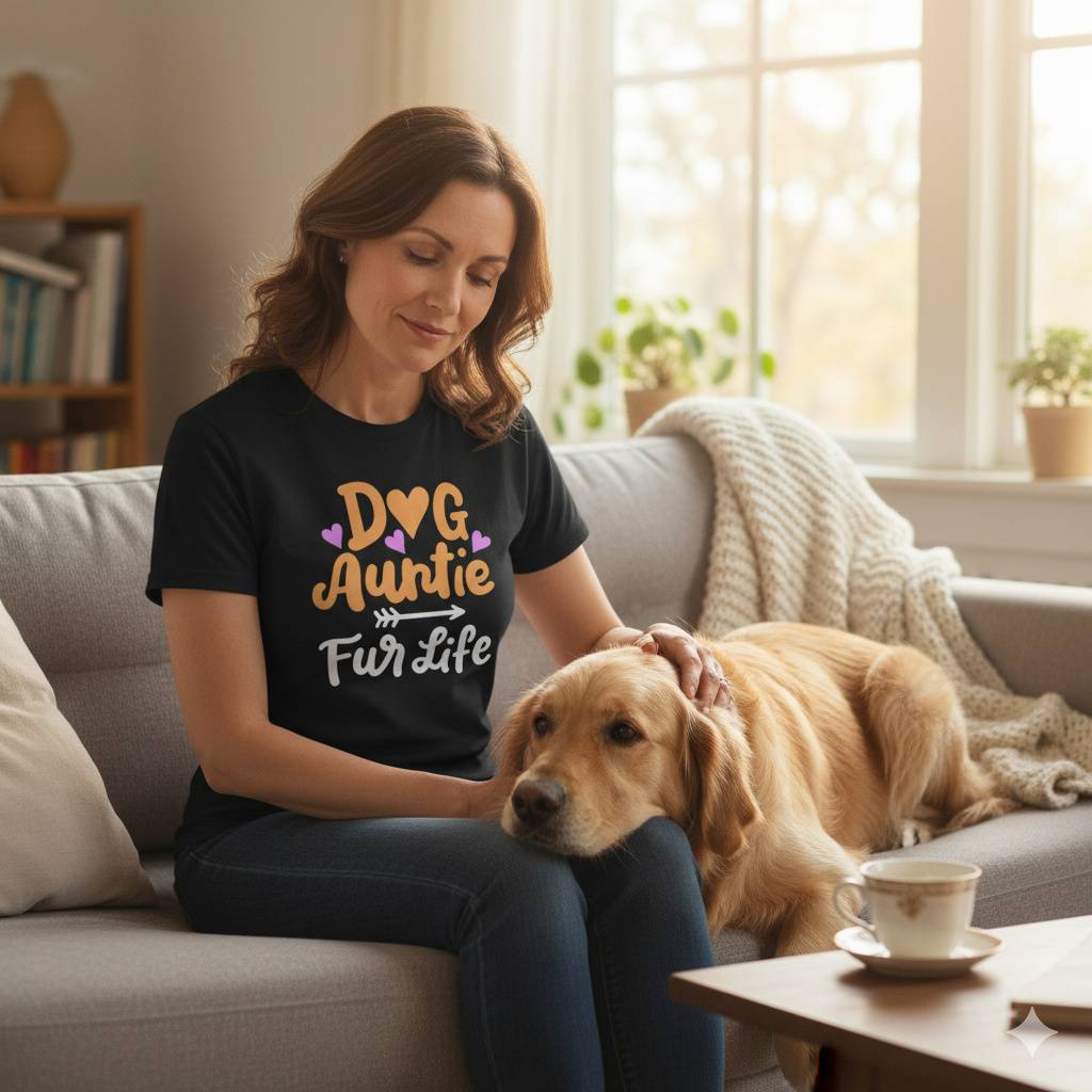 “Dog Auntie Fur Life” Graphic Tee for Pet-Loving Aunts “Dog Auntie Fur Life” Graphic Tee for Pet-Loving Aunts