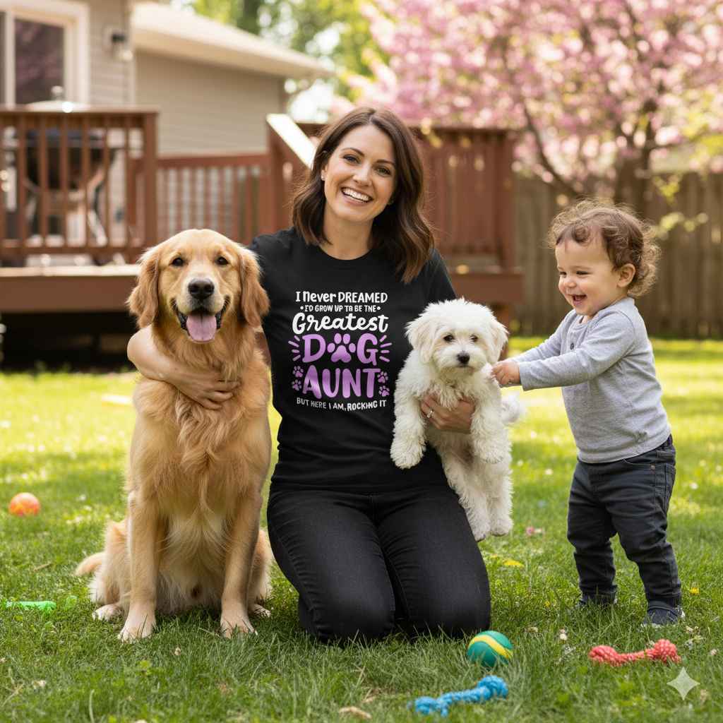 “Greatest Dog Aunt” Graphic Tee for Pet-Loving Women