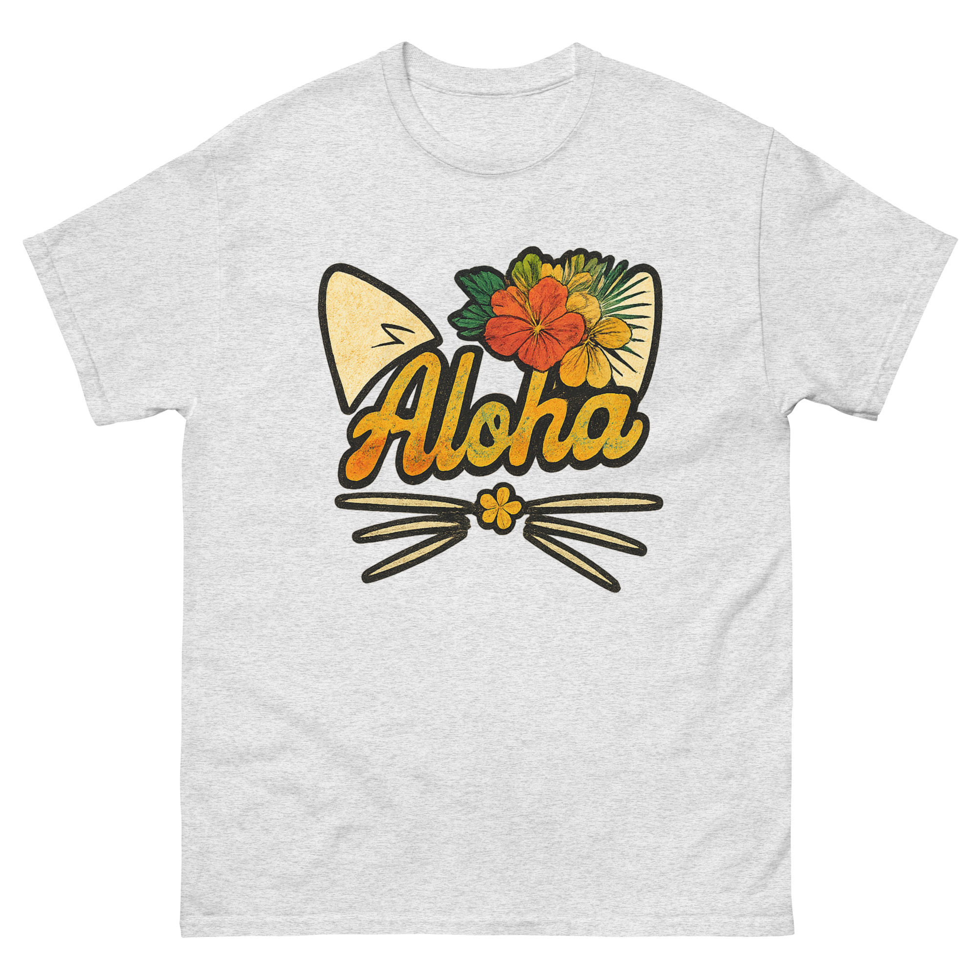 Cat Hawaiian Shirt aloha tropical cat graphic tee